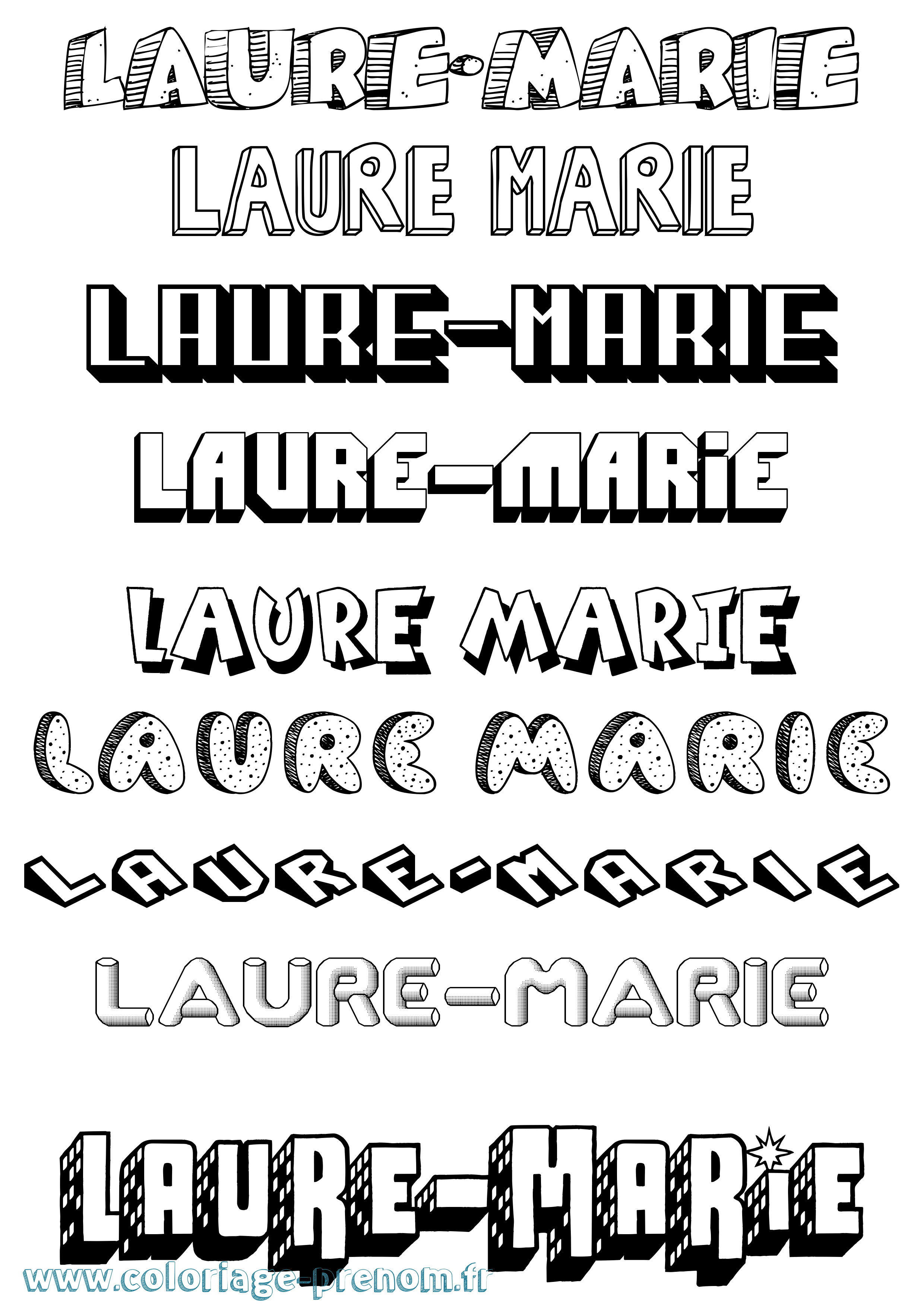 Coloriage prénom Laure-Marie Effet 3D