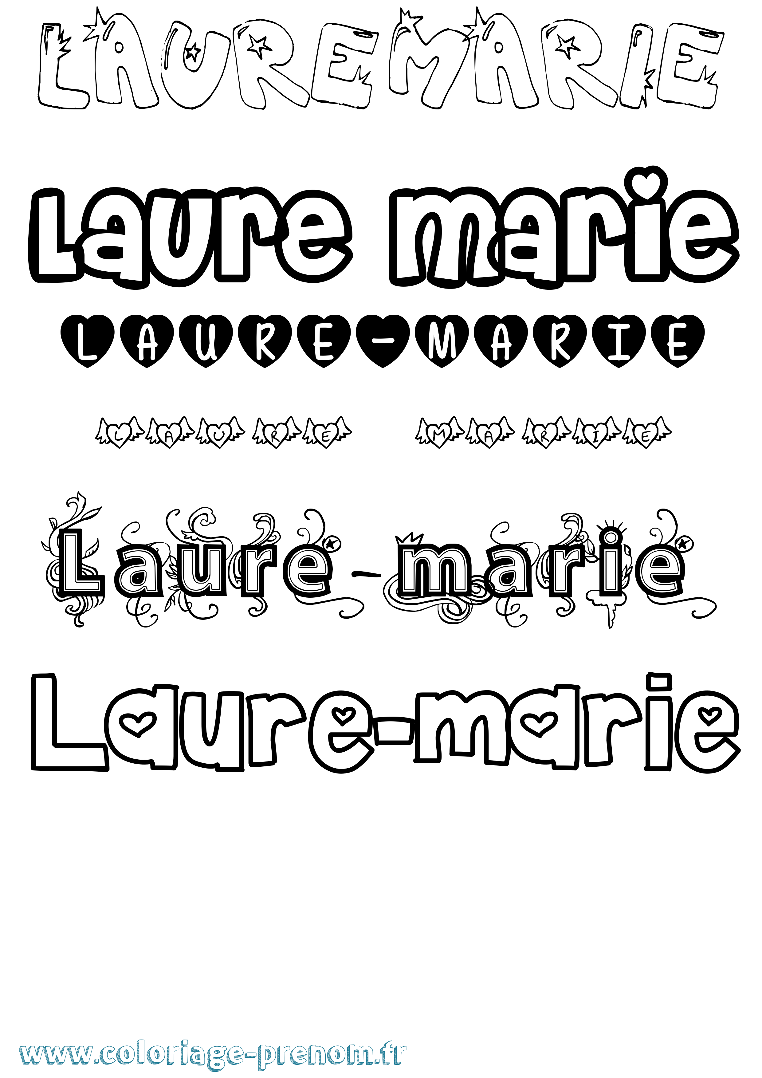 Coloriage prénom Laure-Marie Girly