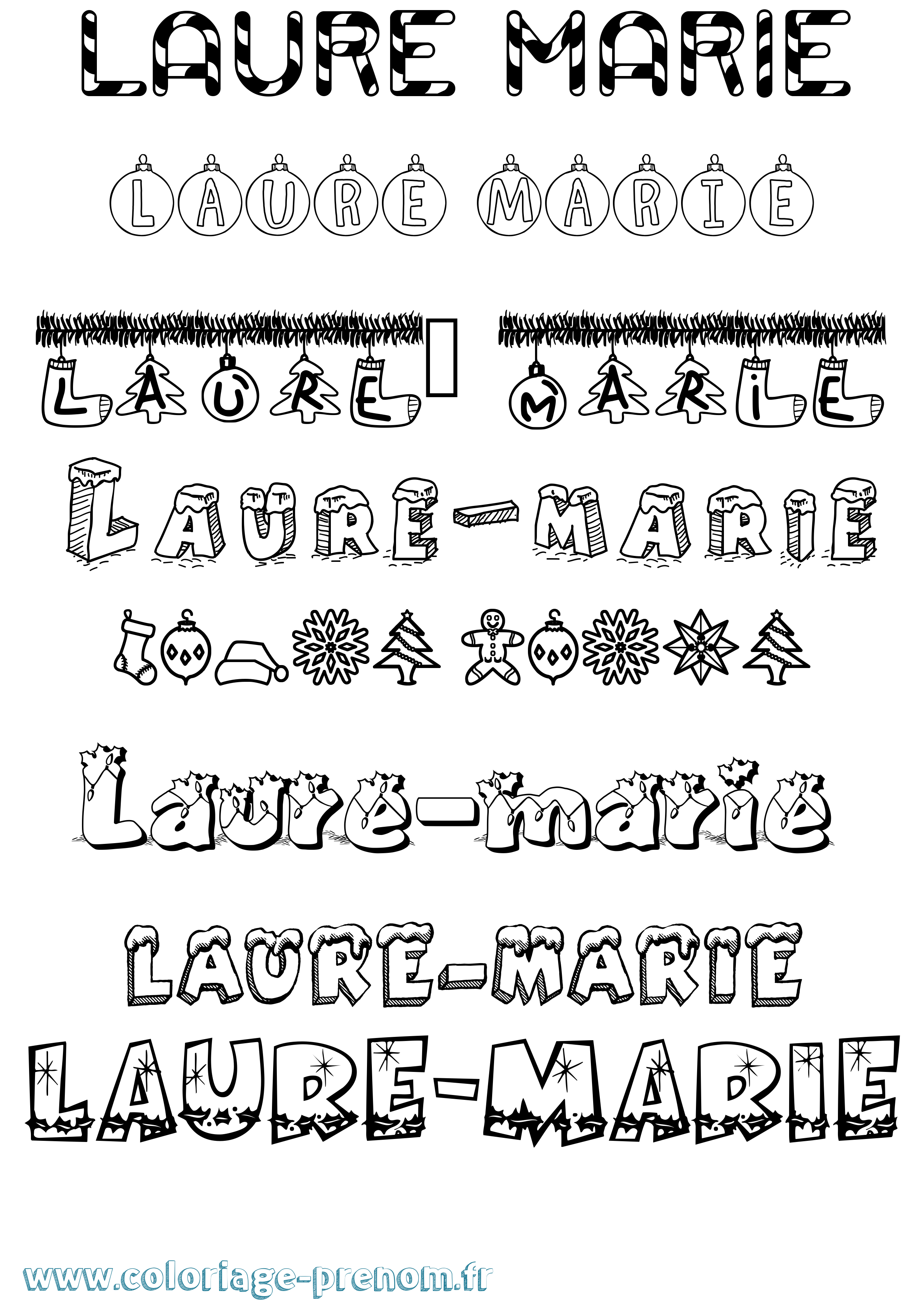 Coloriage prénom Laure-Marie Noël