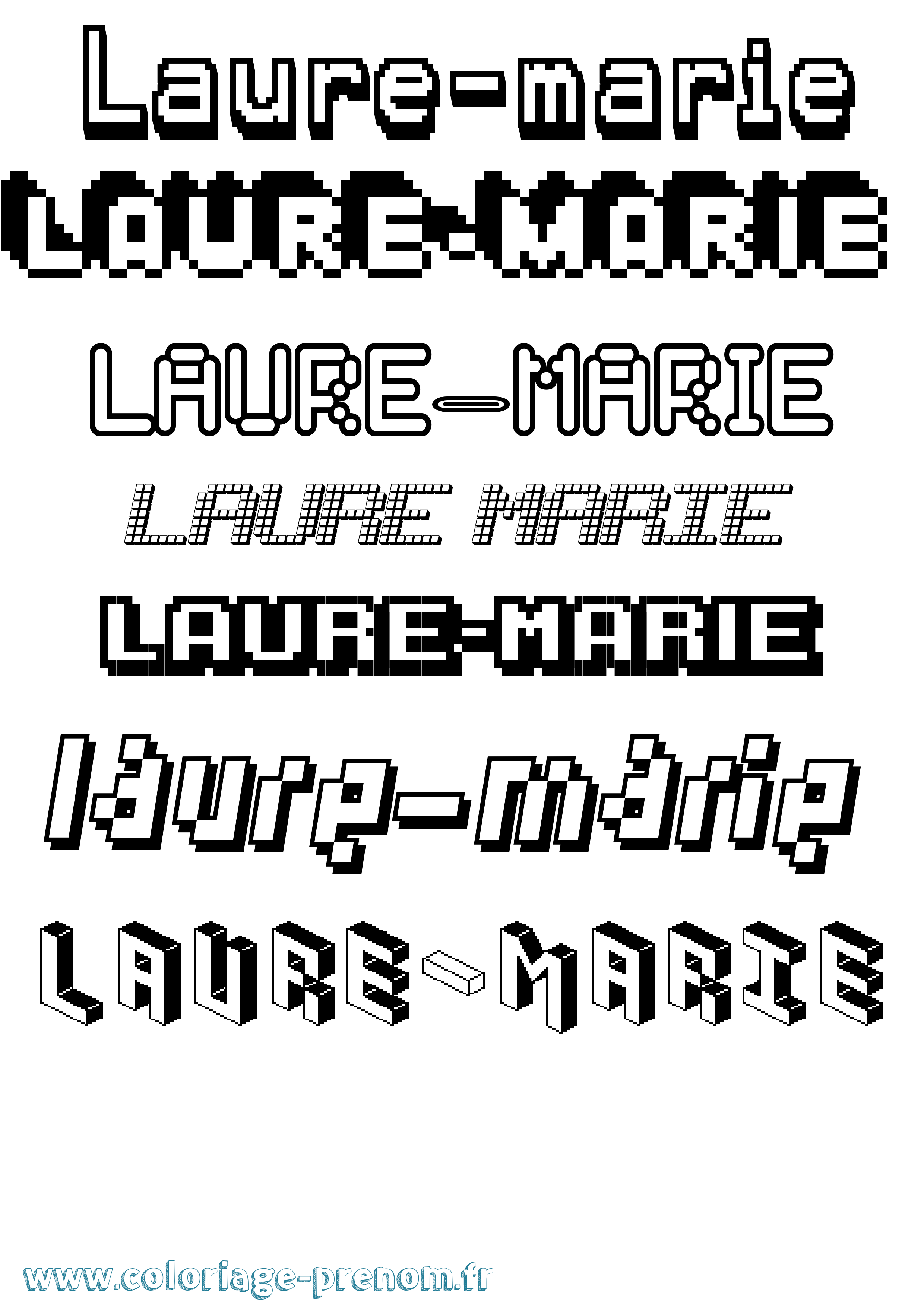 Coloriage prénom Laure-Marie Pixel