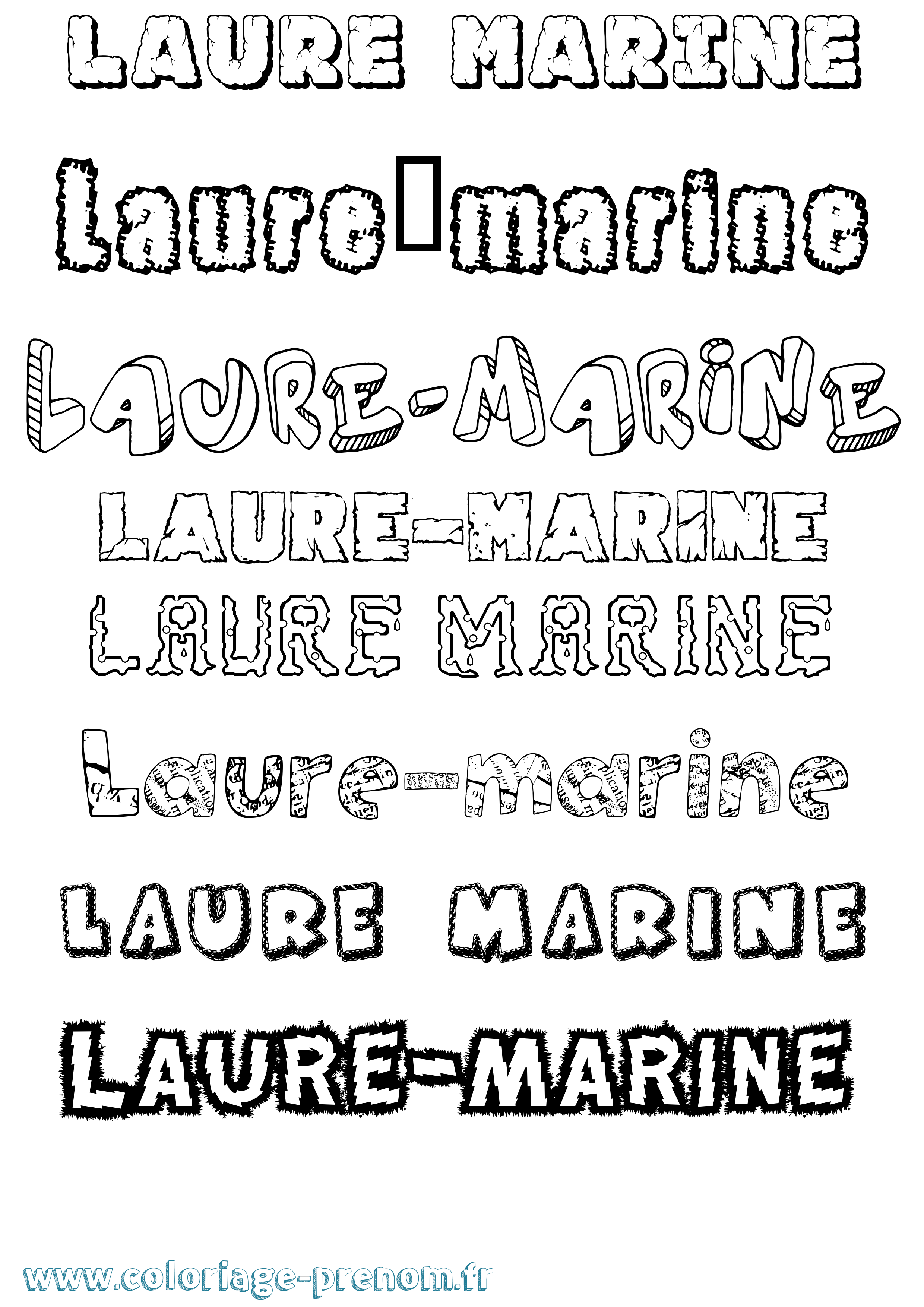 Coloriage Laure-Marine Destructuré Coloriage prénom Laure-Marine Destructuré
