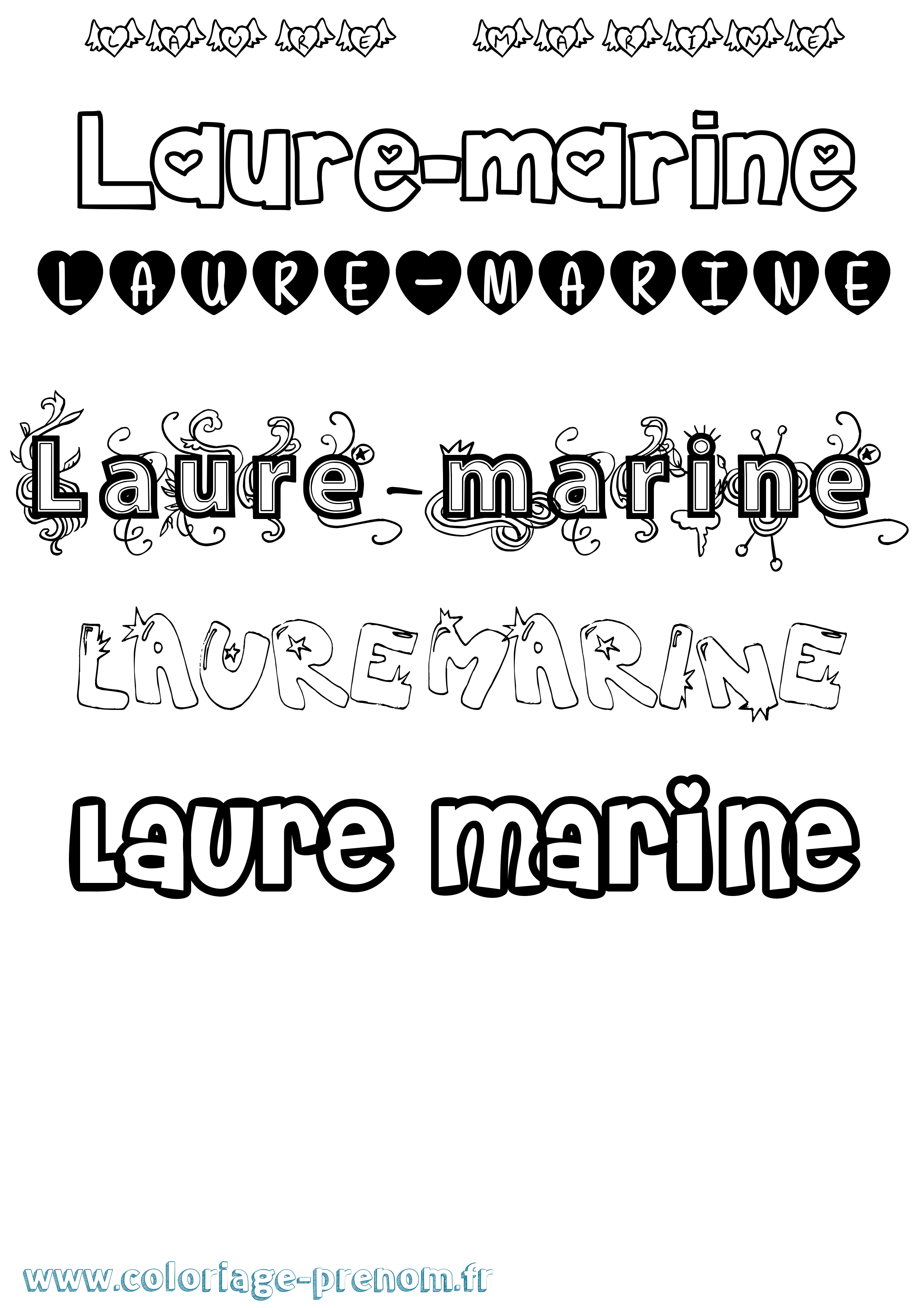 Coloriage Laure-Marine Girly Coloriage prénom Laure-Marine Girly