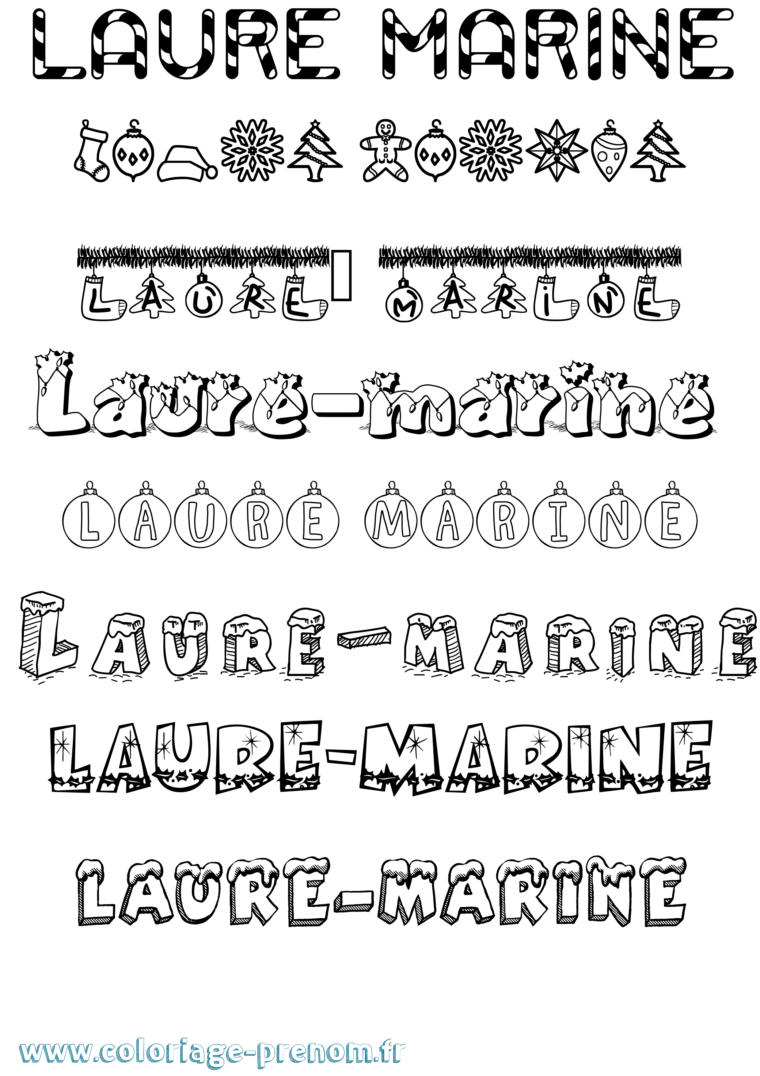 Coloriage Laure-Marine Noël Coloriage prénom Laure-Marine Noël