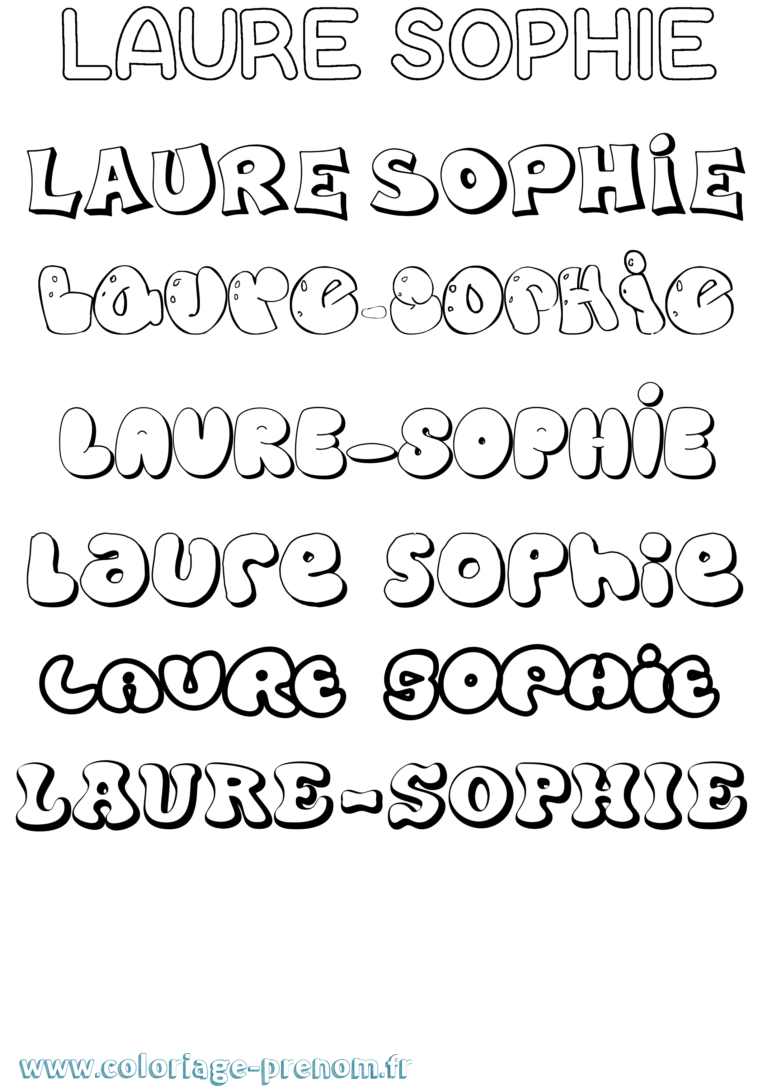 Coloriage prénom Laure-Sophie Bubble