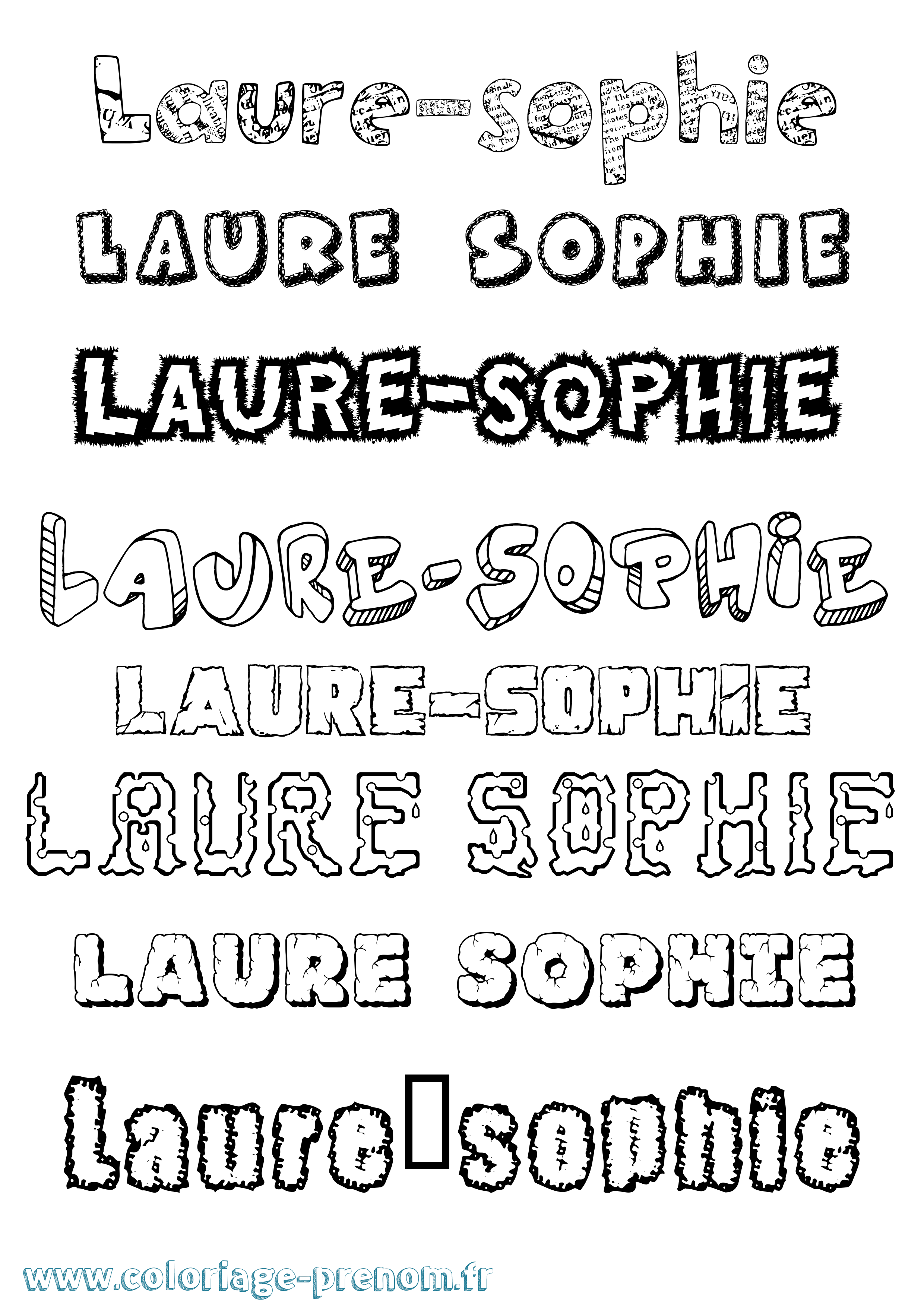 Coloriage prénom Laure-Sophie Destructuré