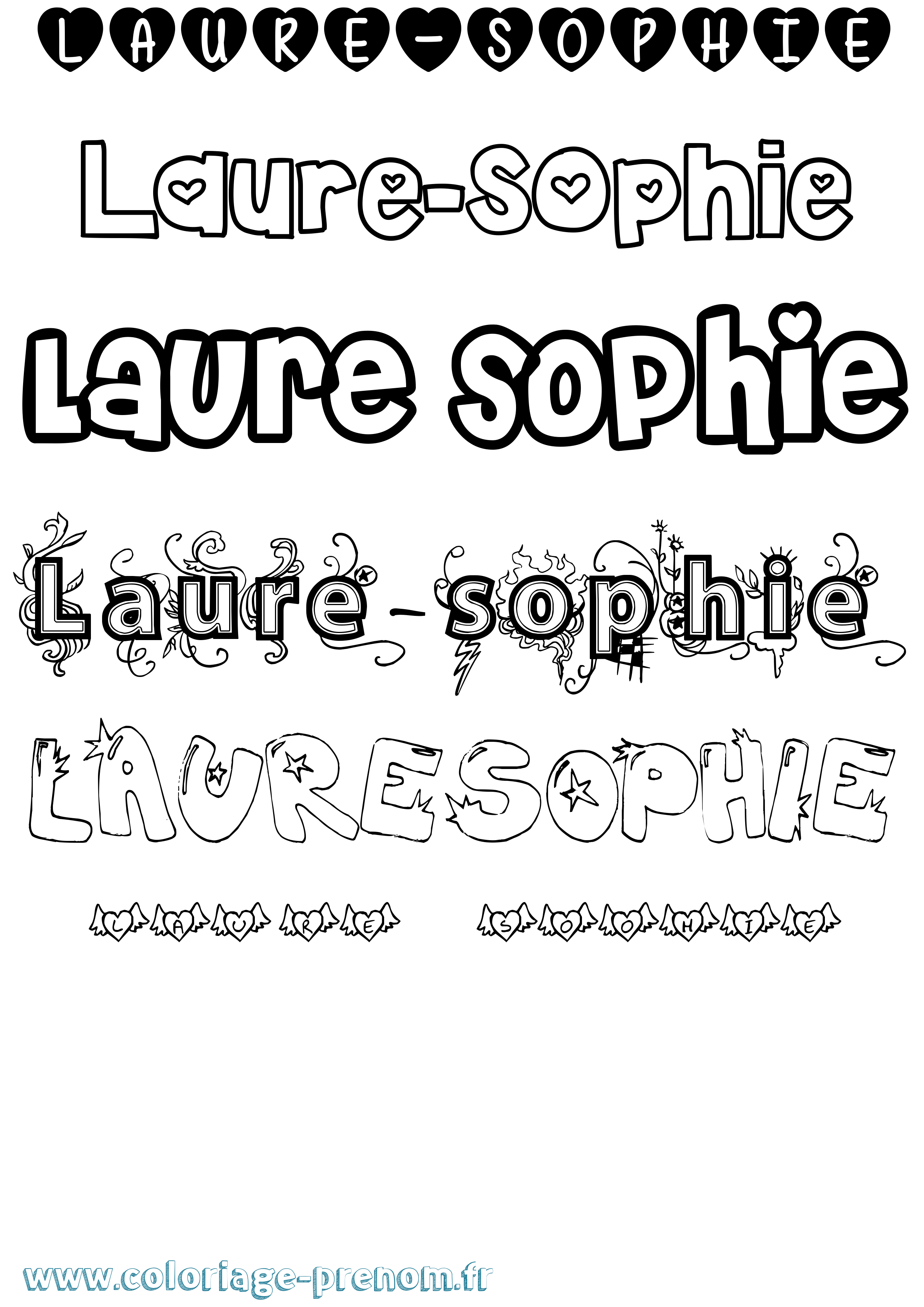 Coloriage prénom Laure-Sophie Girly
