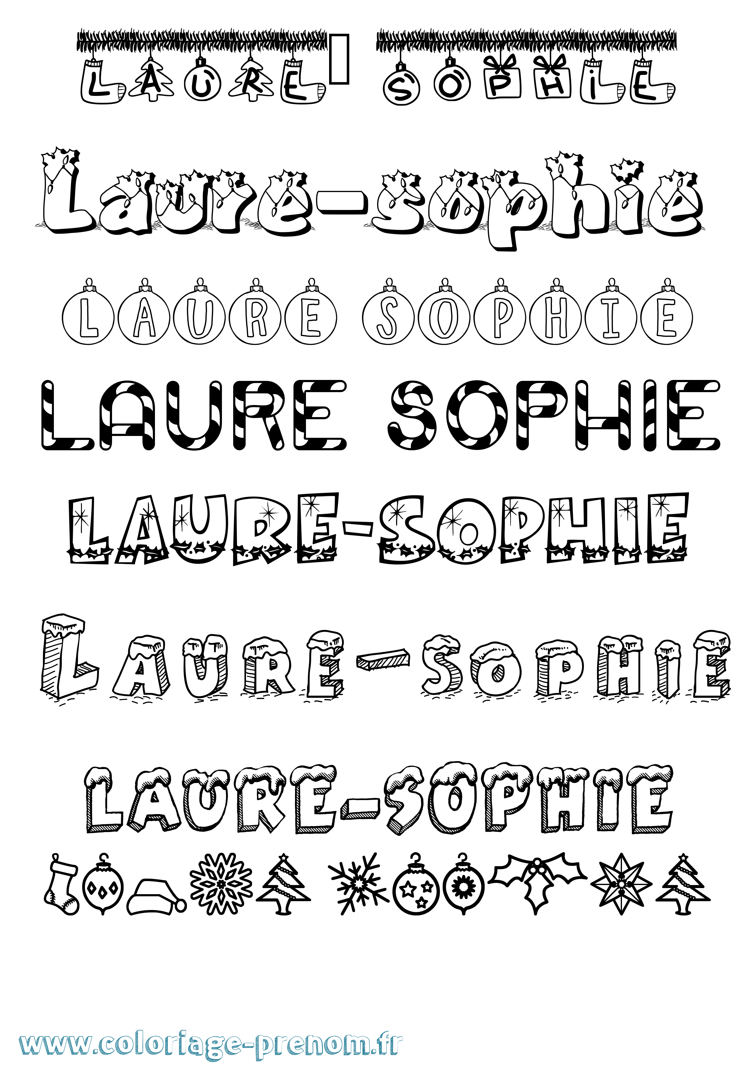 Coloriage prénom Laure-Sophie Noël