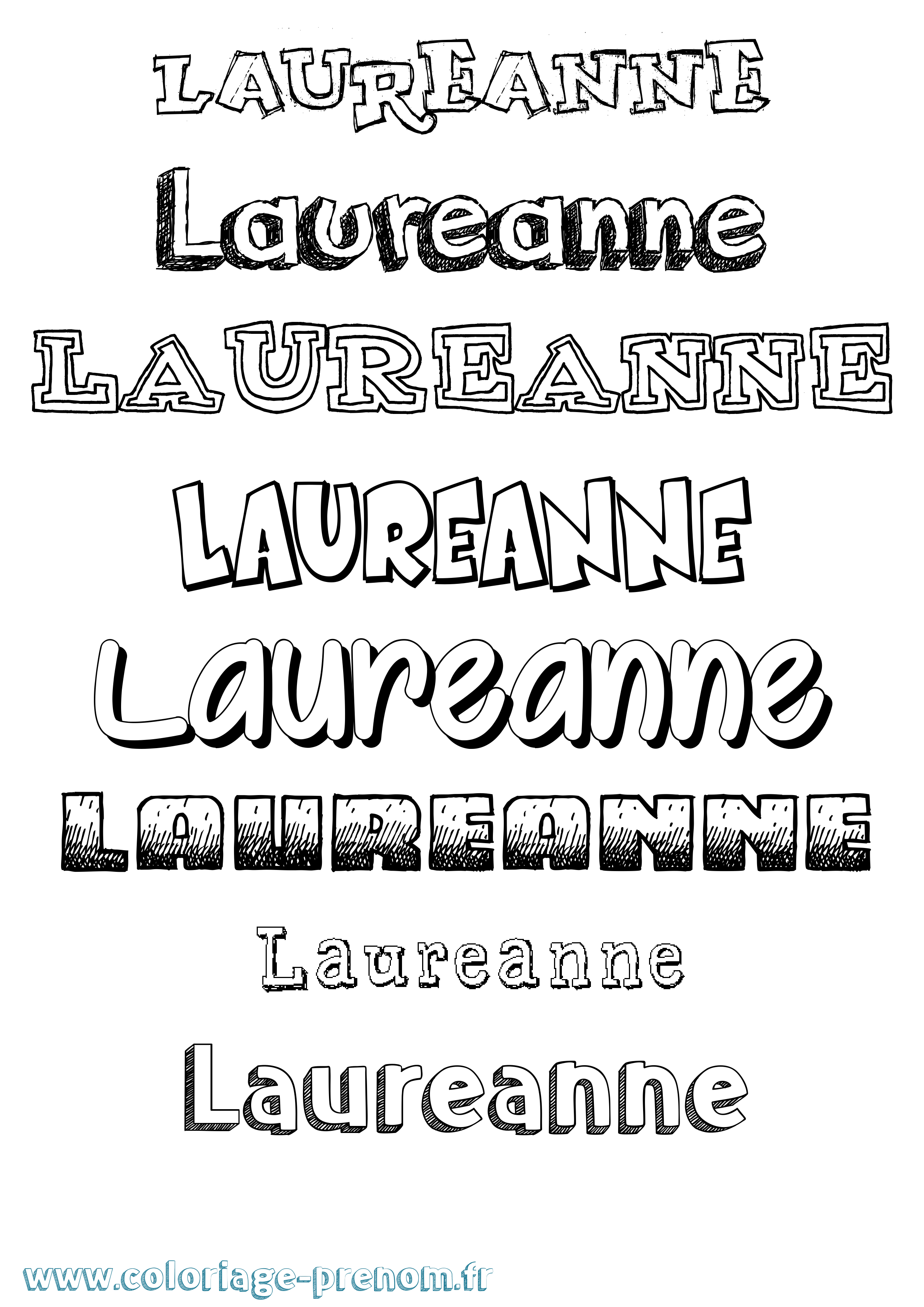 Coloriage prénom Laureanne Dessiné