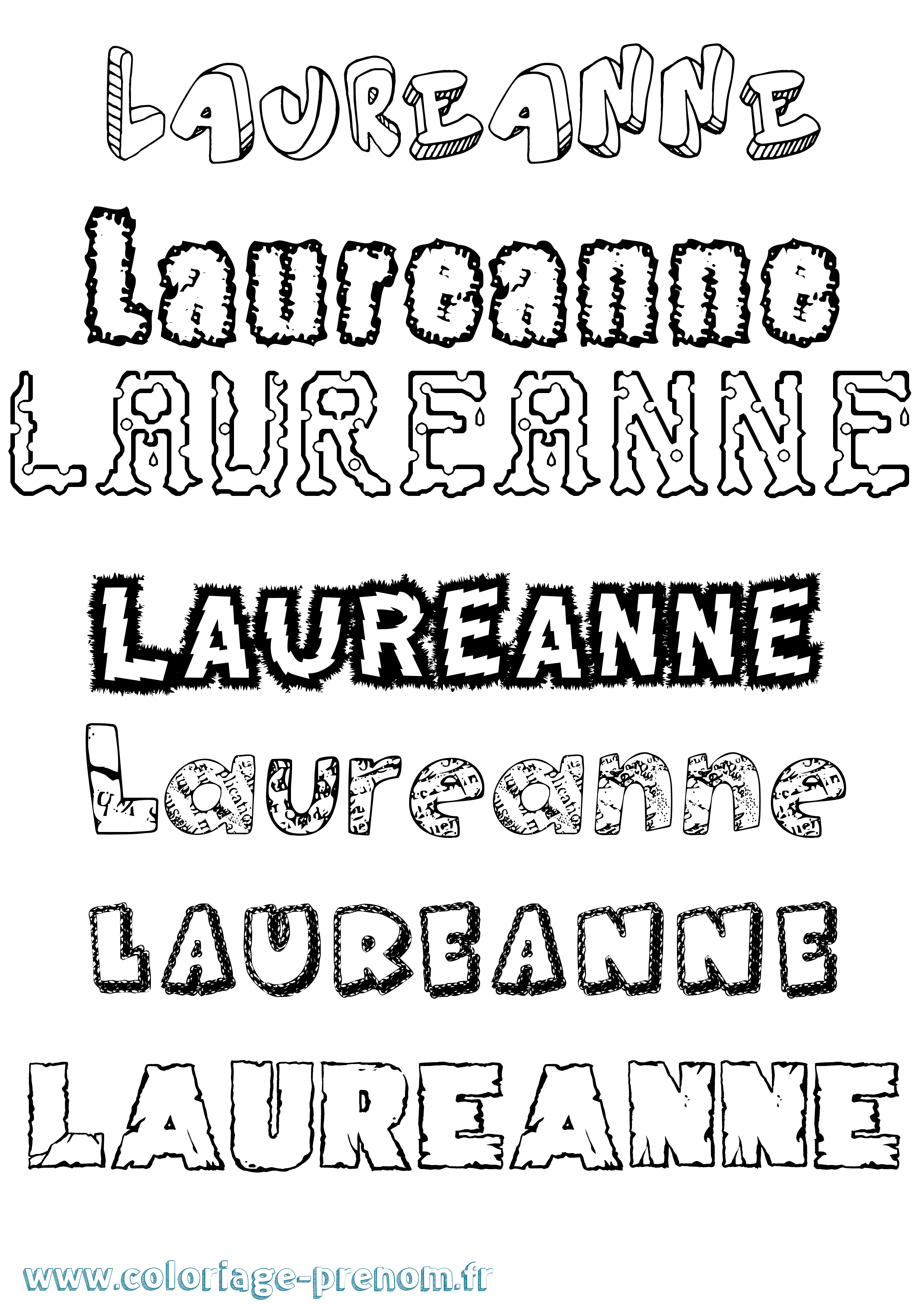 Coloriage prénom Laureanne Destructuré