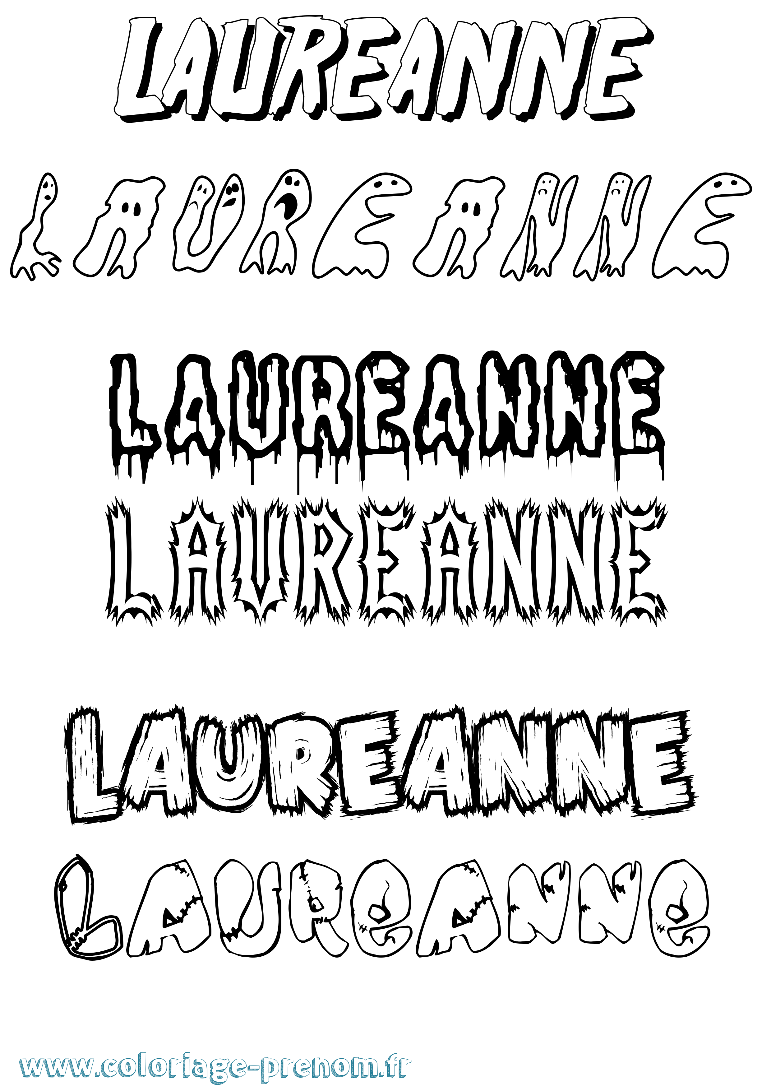 Coloriage prénom Laureanne Frisson
