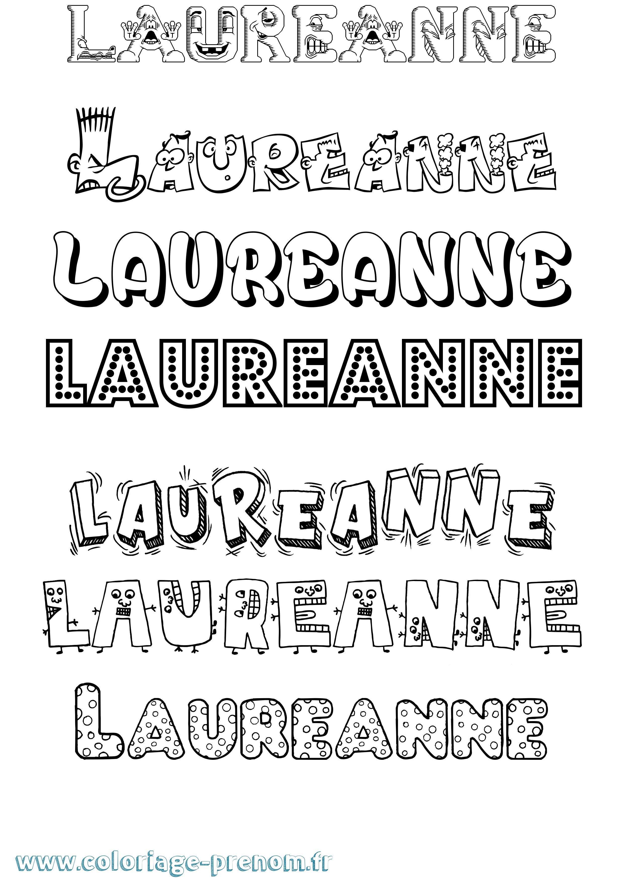 Coloriage prénom Laureanne Fun