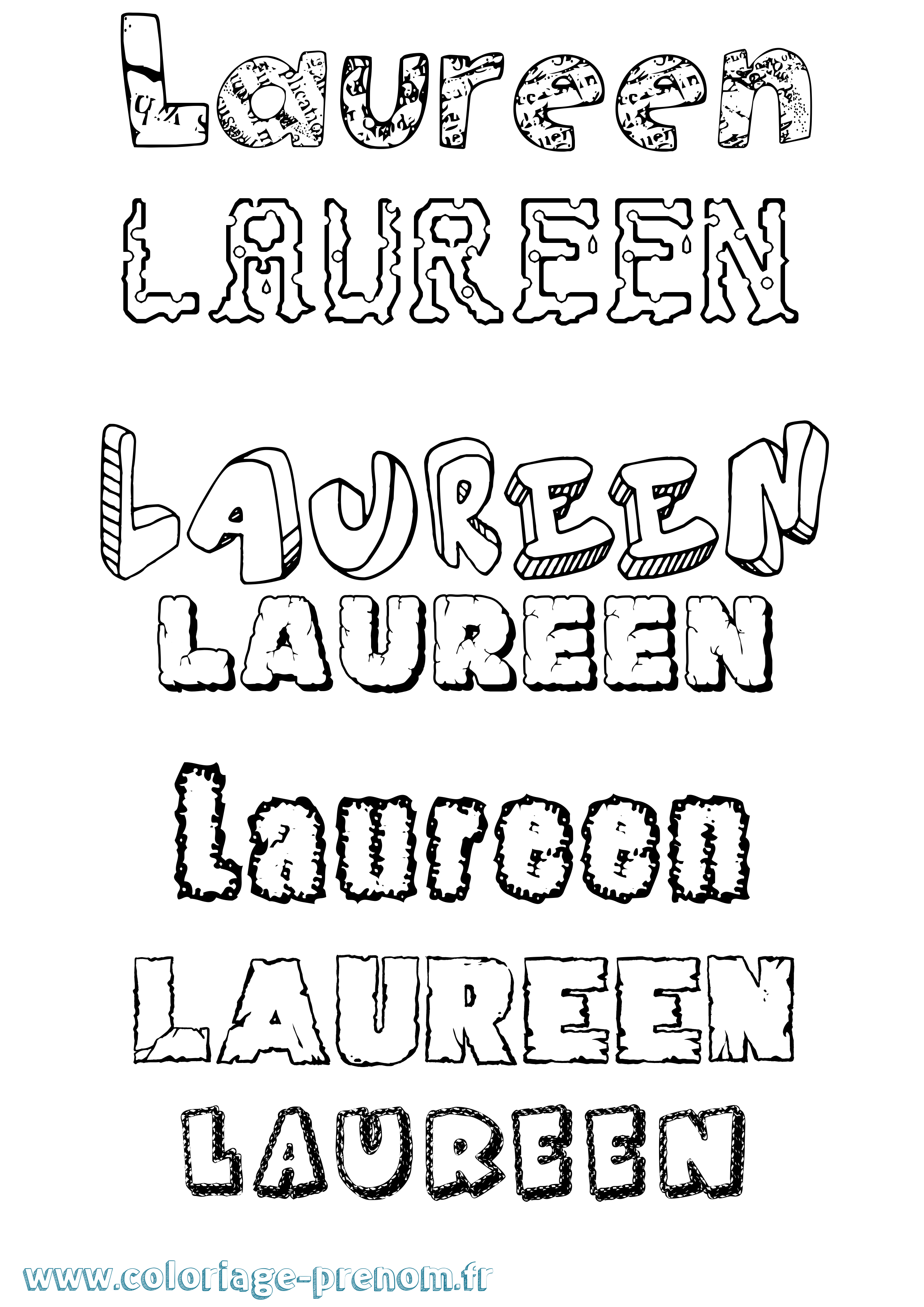 Coloriage Laureen Destructuré Coloriage prénom Laureen Destructuré