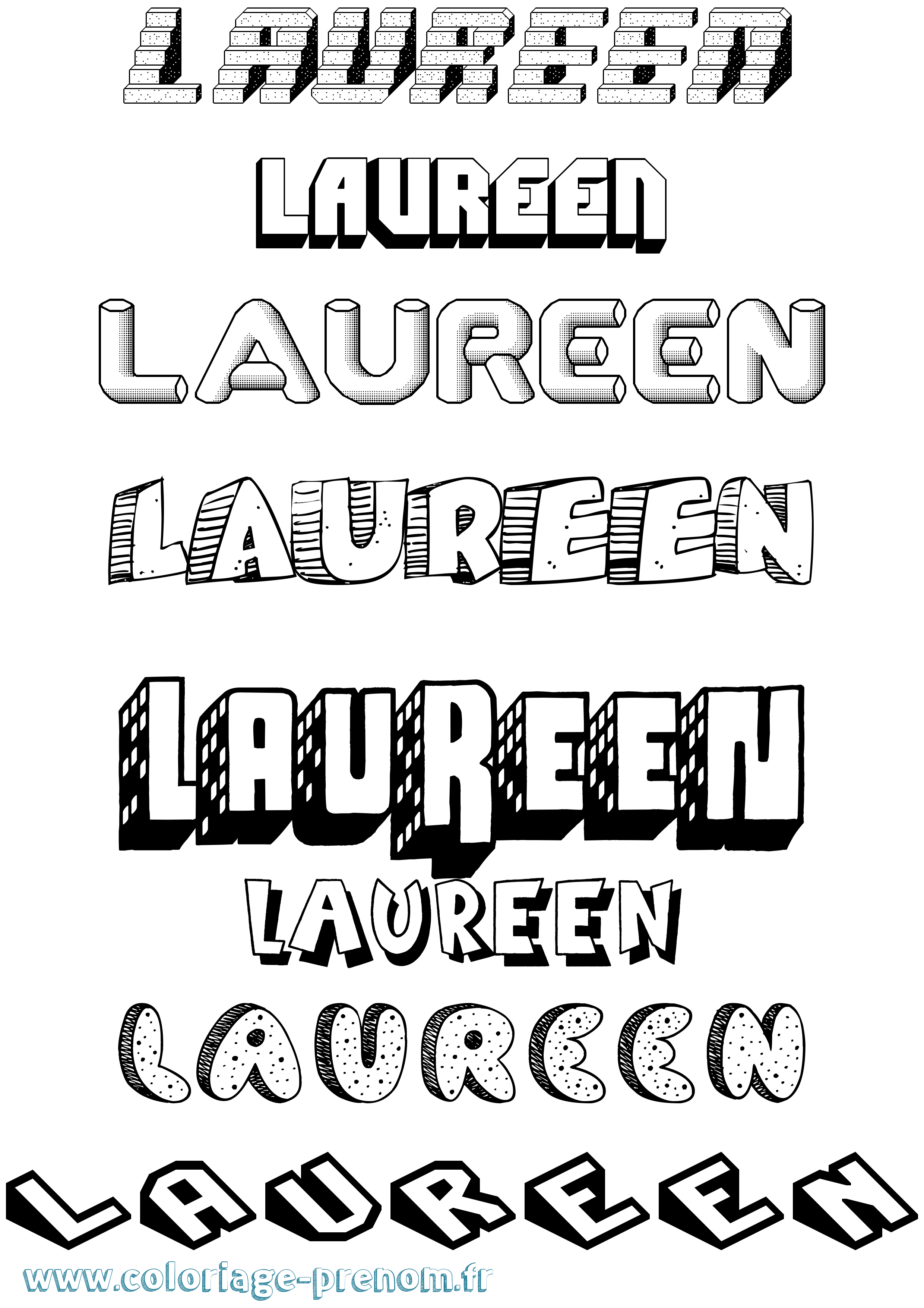 Coloriage Laureen Effet 3D Coloriage prénom Laureen Effet 3D