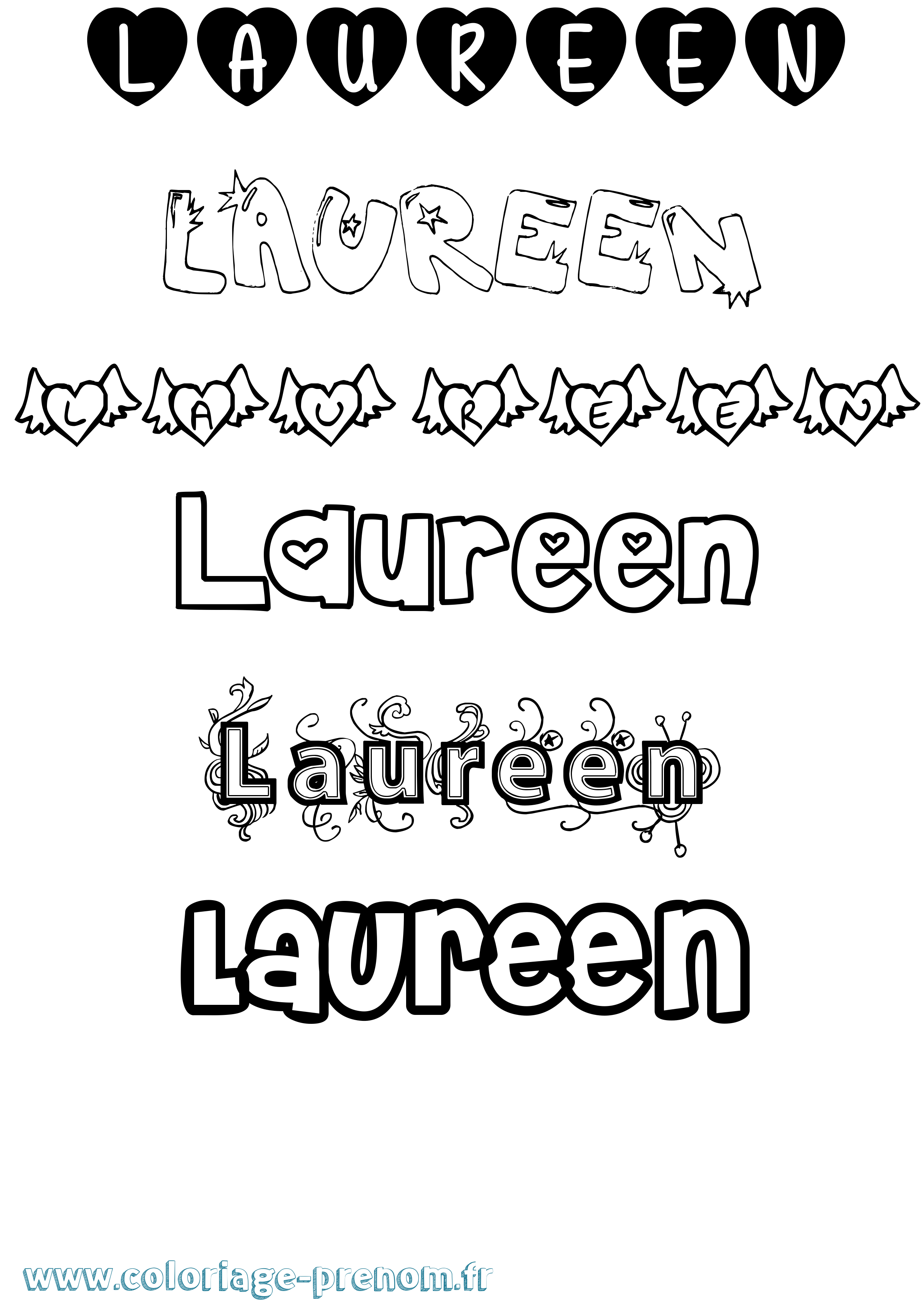 Coloriage Laureen Girly Coloriage prénom Laureen Girly