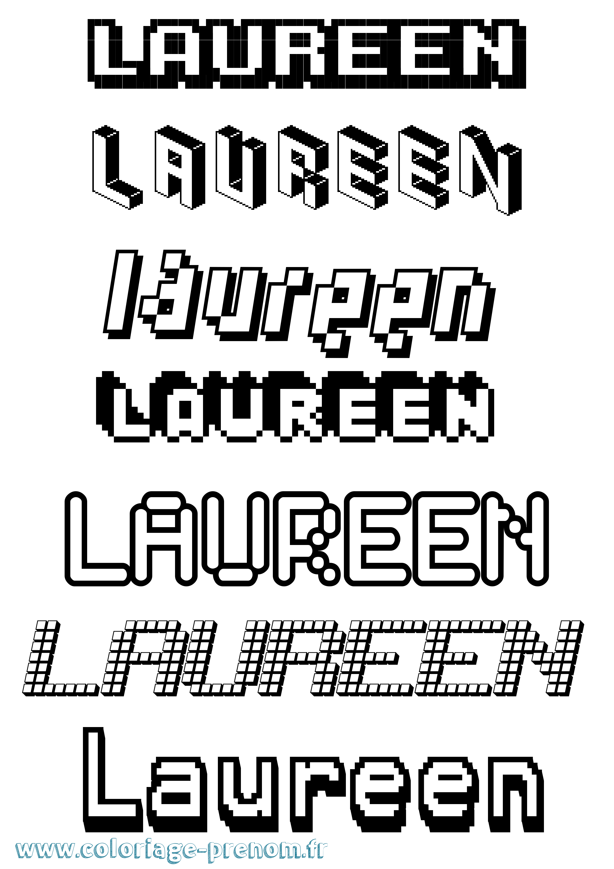 Coloriage Laureen Pixel Coloriage prénom Laureen Pixel