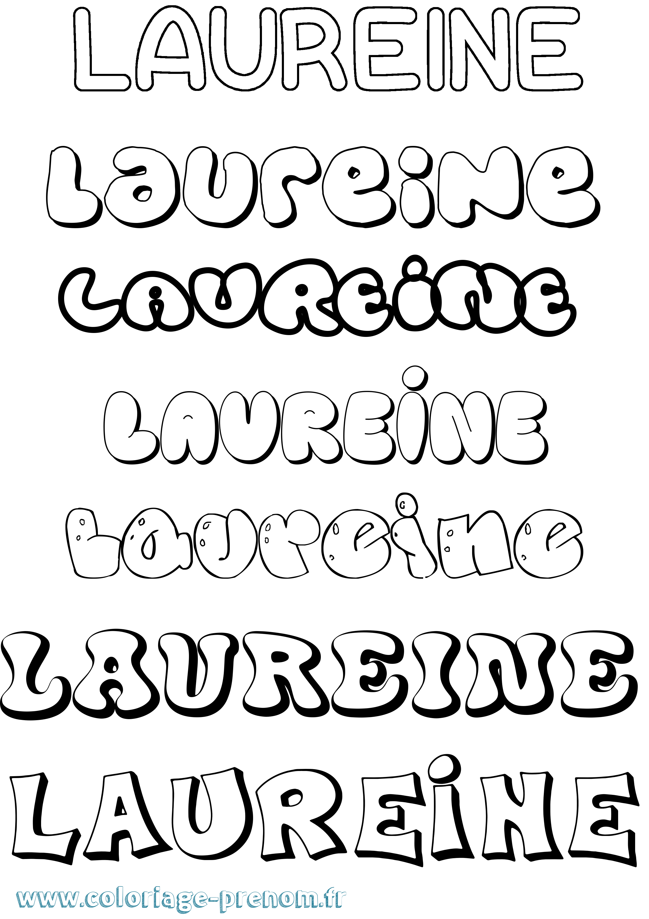 Coloriage prénom Laureine Bubble