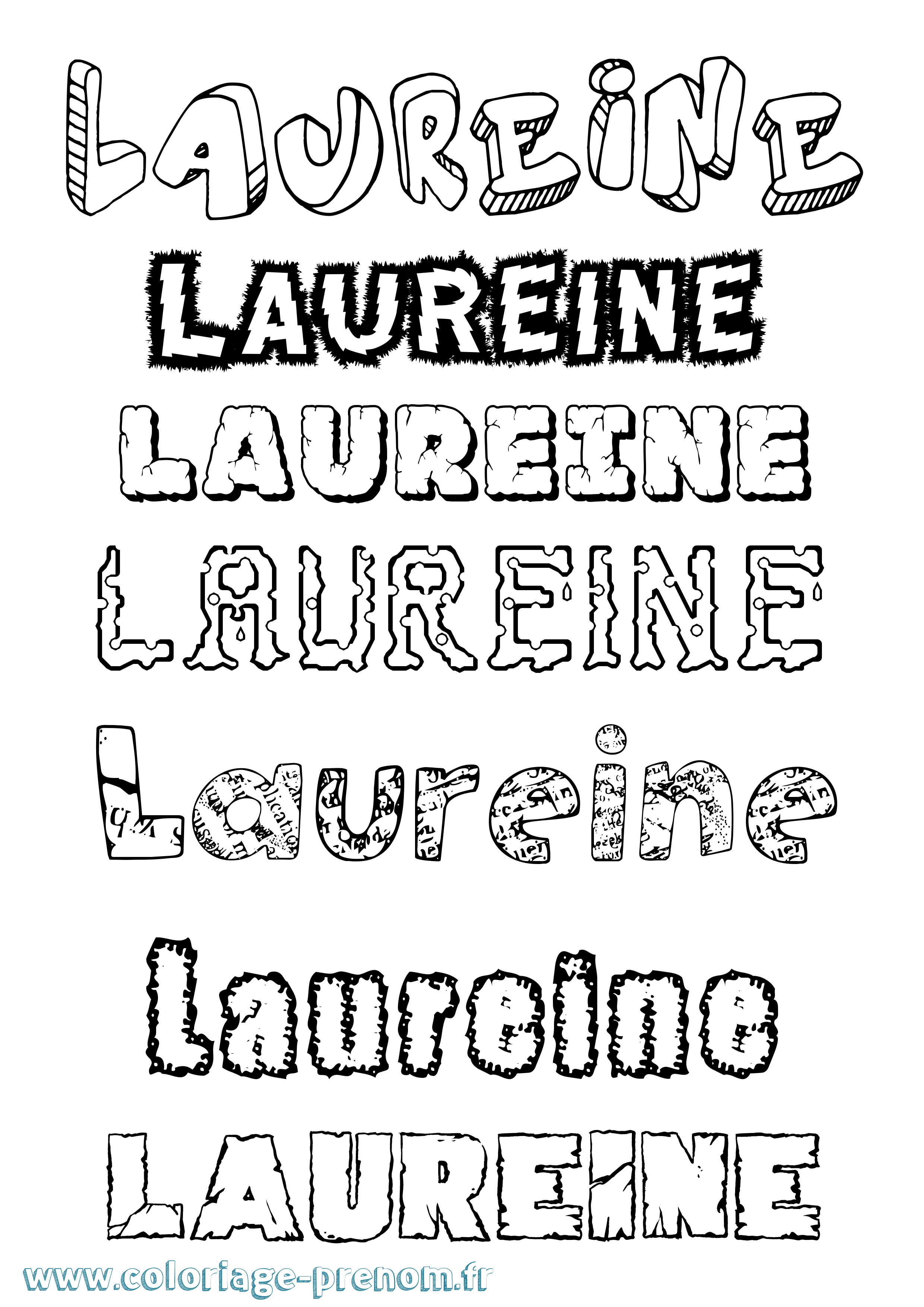 Coloriage Laureine Destructuré Coloriage prénom Laureine Destructuré