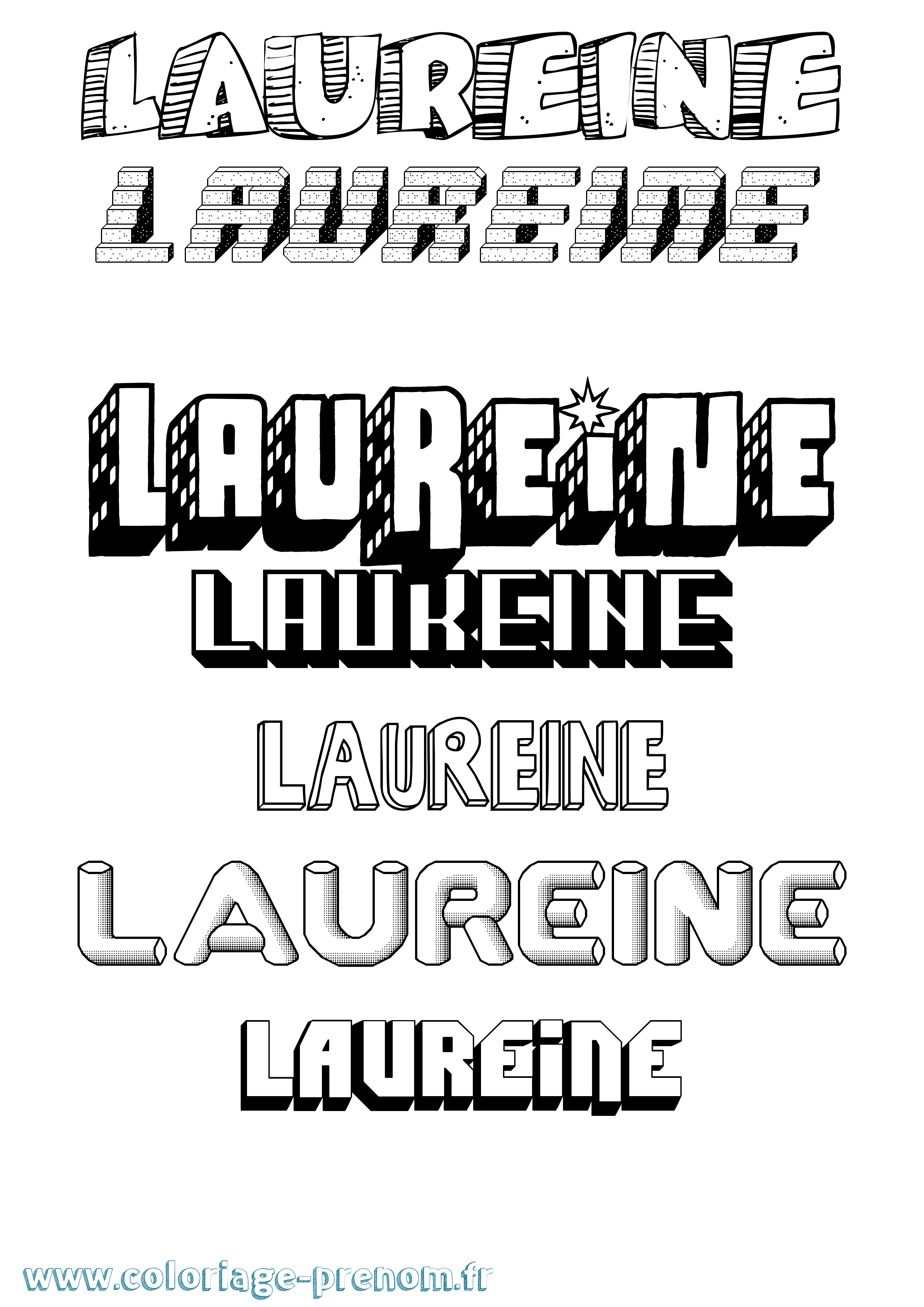 Coloriage prénom Laureine Effet 3D