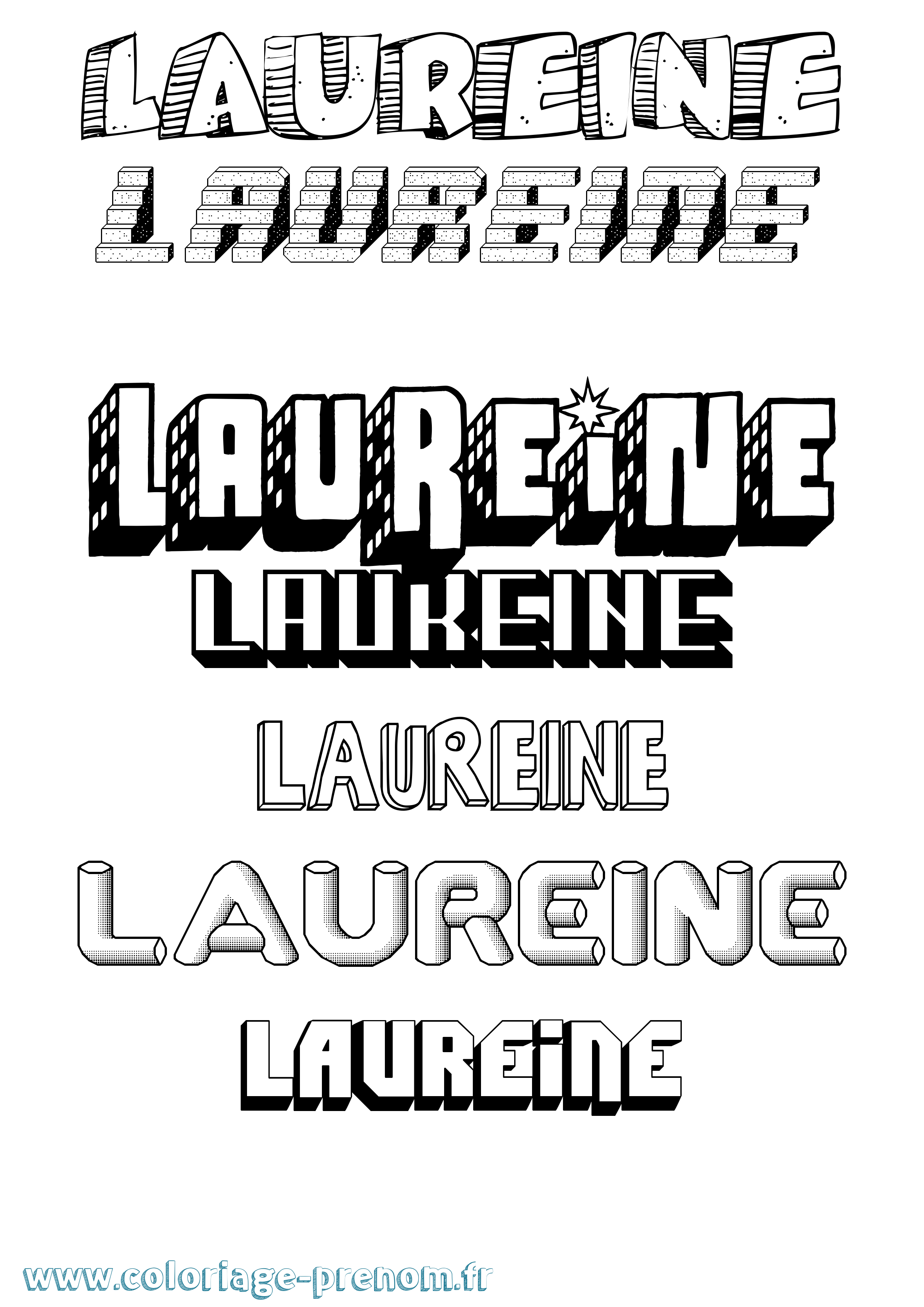 Coloriage Laureine Effet 3D Coloriage prénom Laureine Effet 3D
