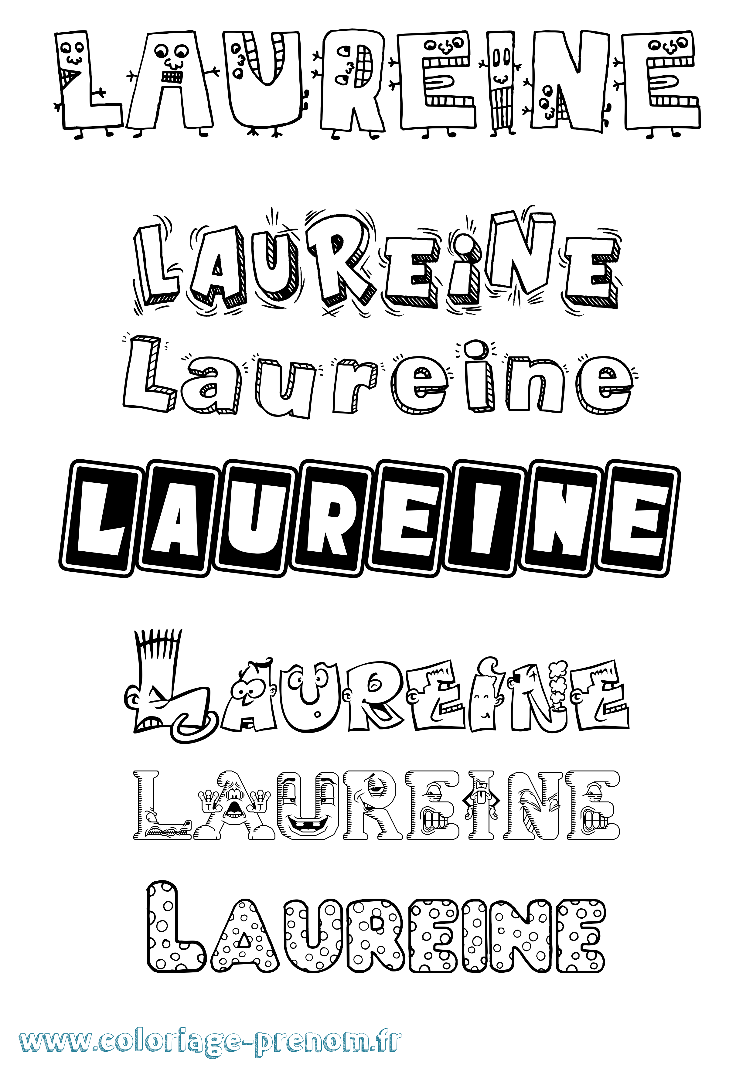 Coloriage prénom Laureine Fun
