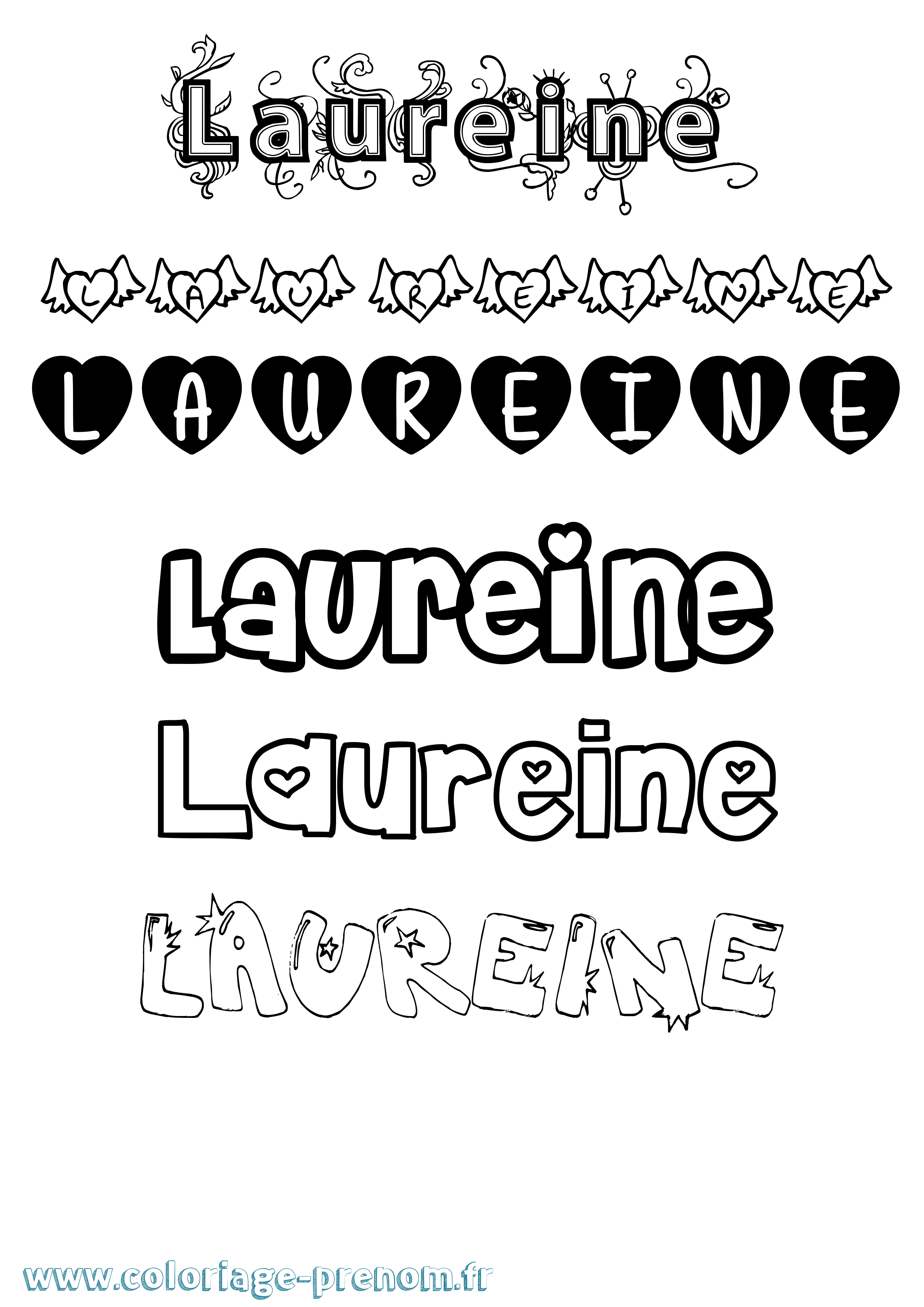 Coloriage Laureine Girly Coloriage prénom Laureine Girly