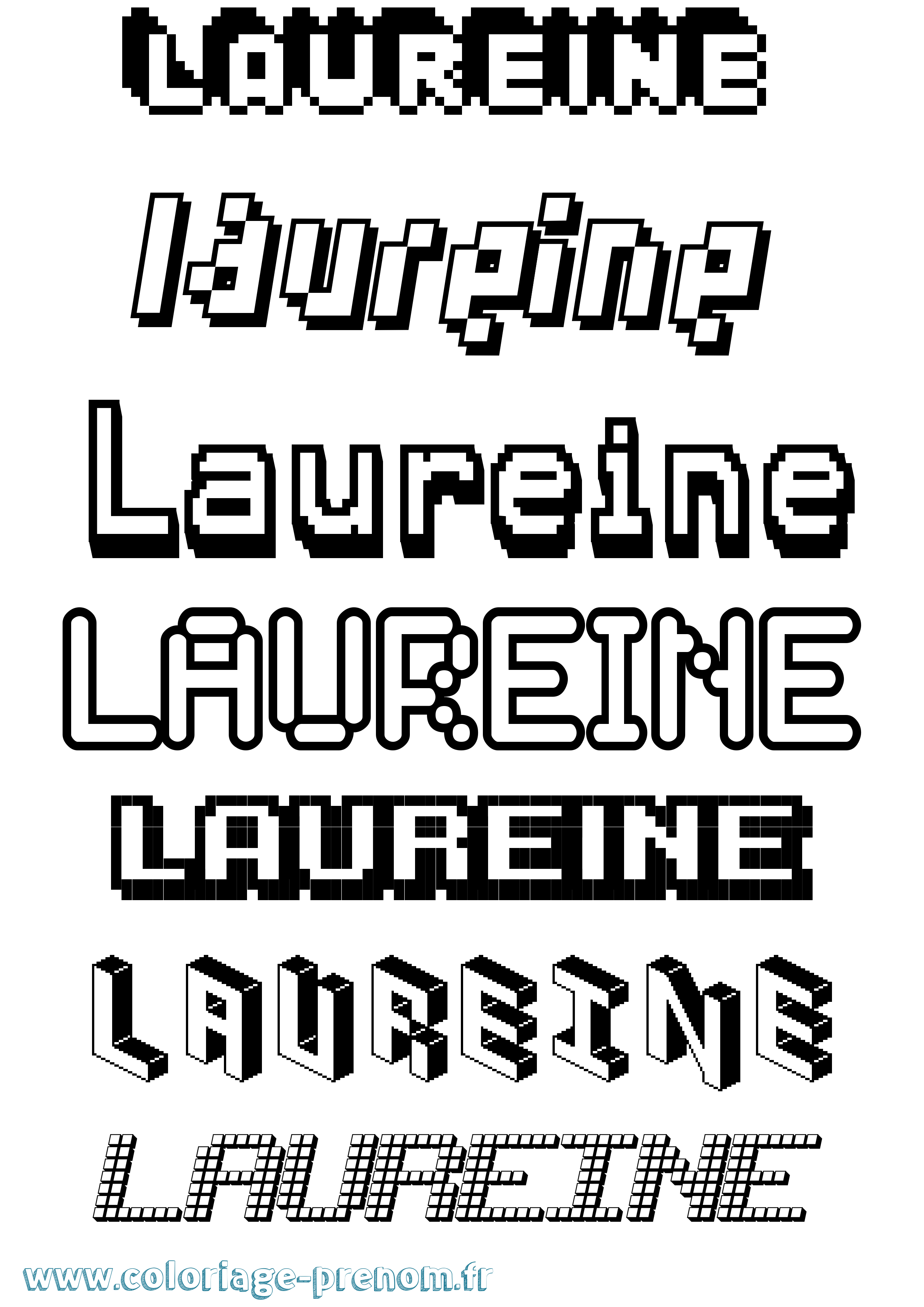 Coloriage prénom Laureine Pixel