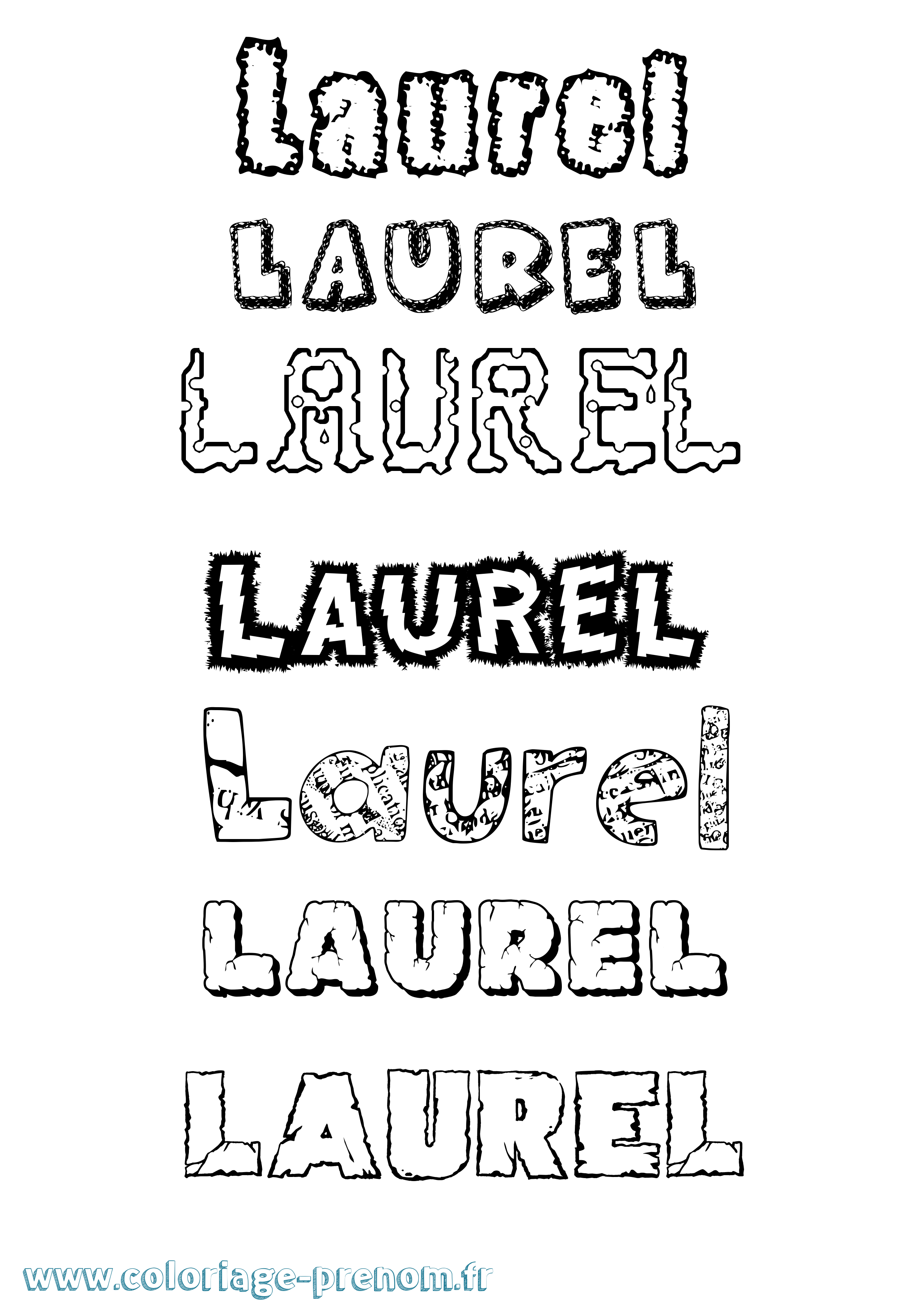 Coloriage prénom Laurel Destructuré