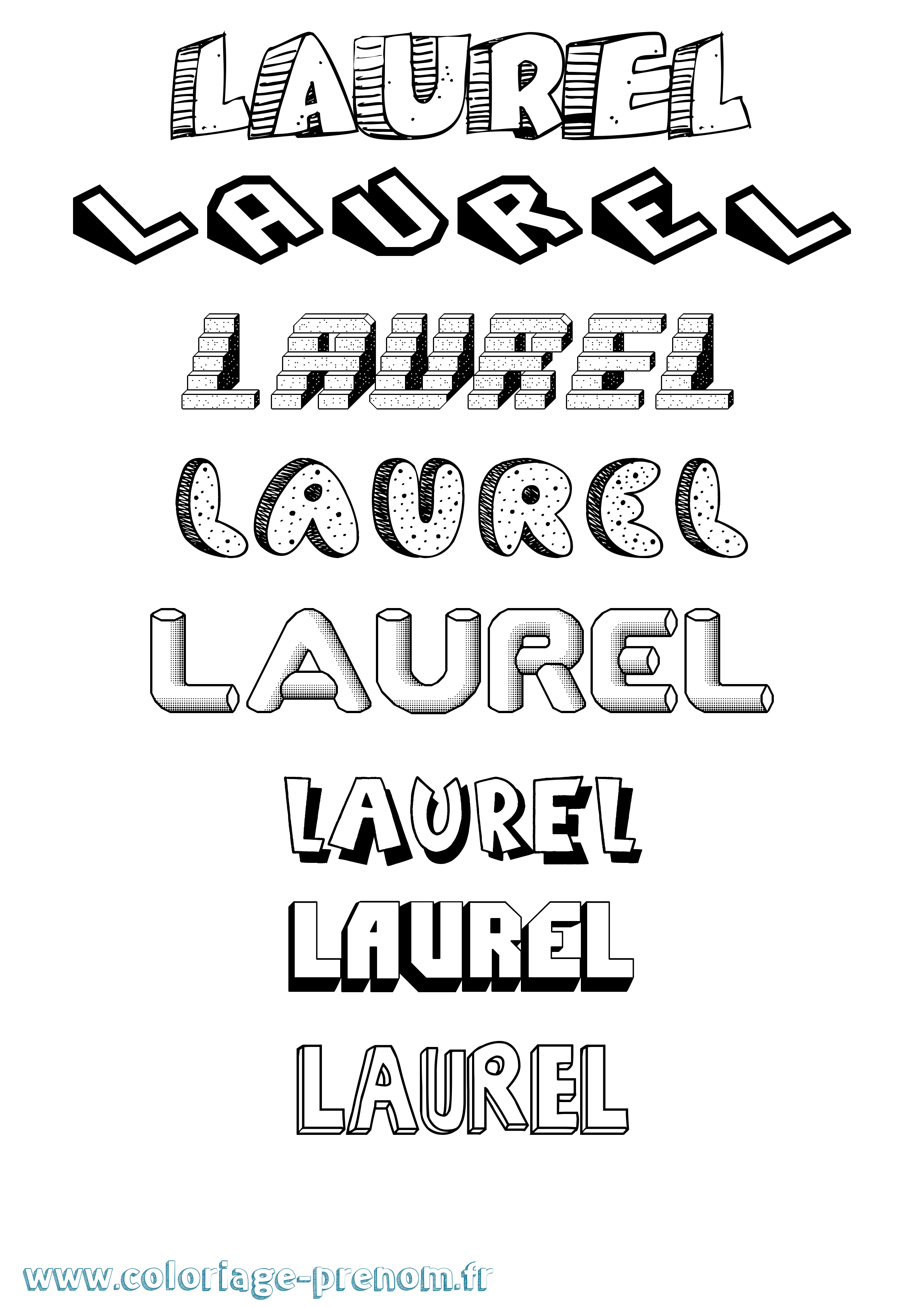Coloriage prénom Laurel Effet 3D