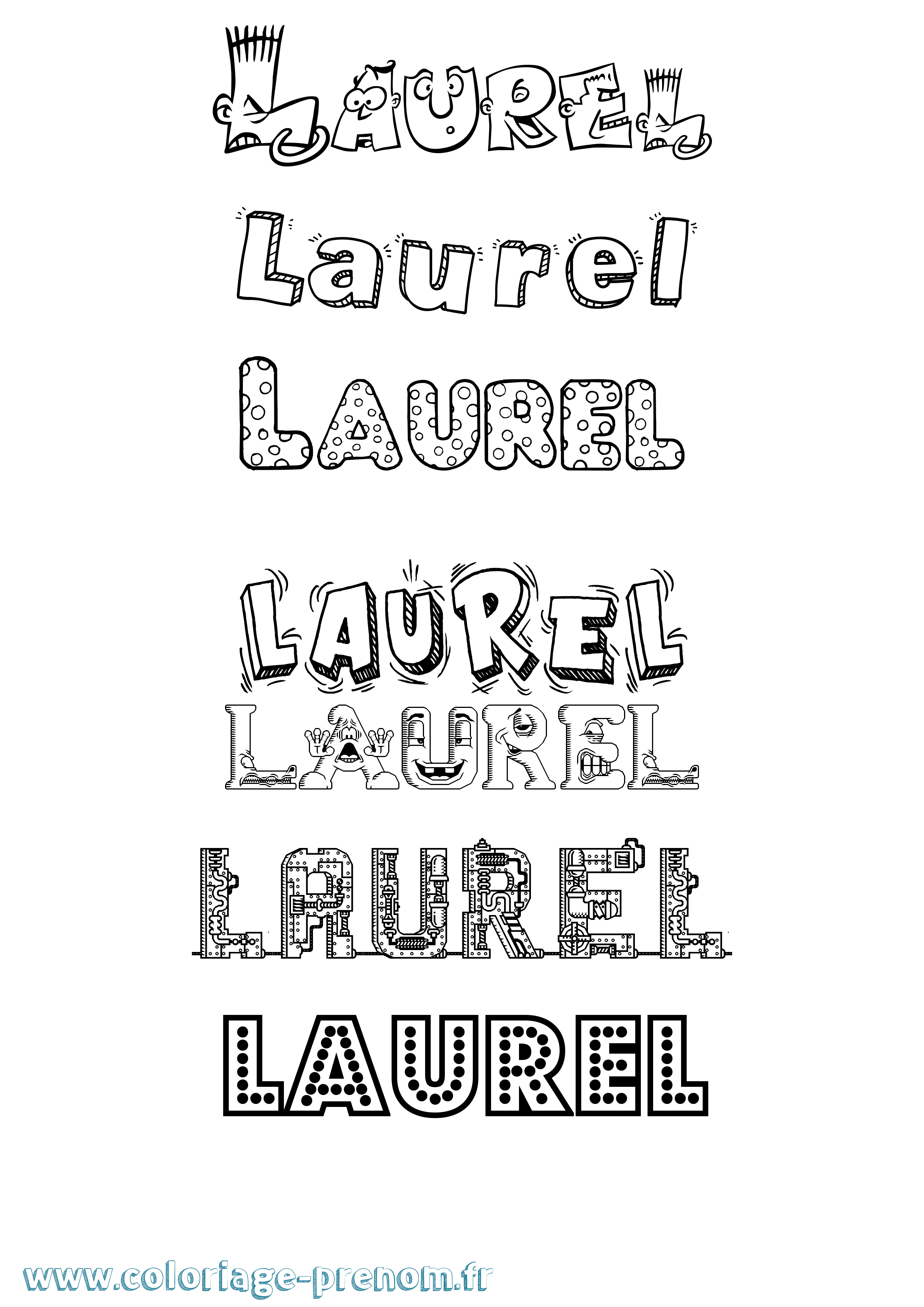 Coloriage prénom Laurel Fun