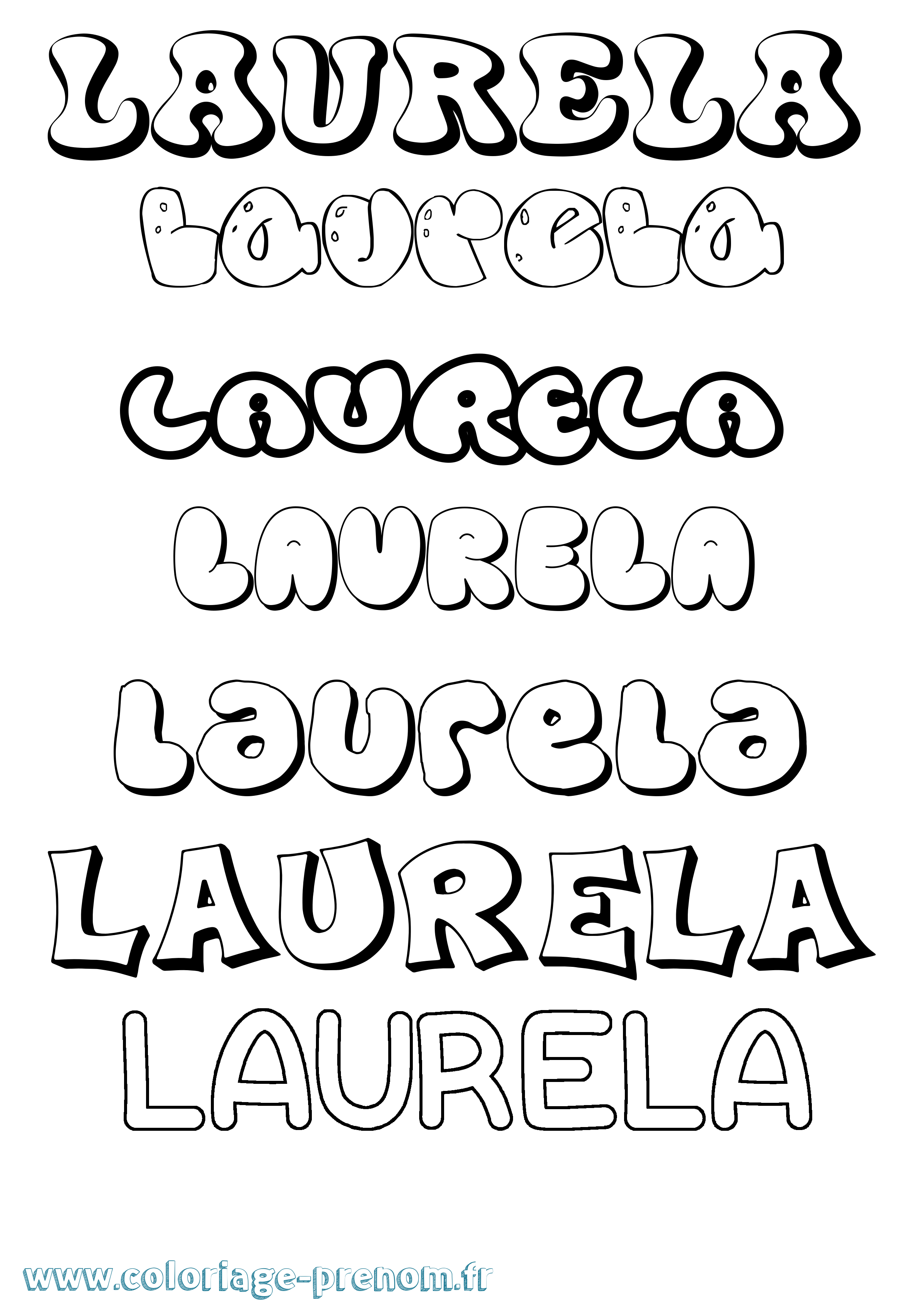 Coloriage prénom Laurela Bubble