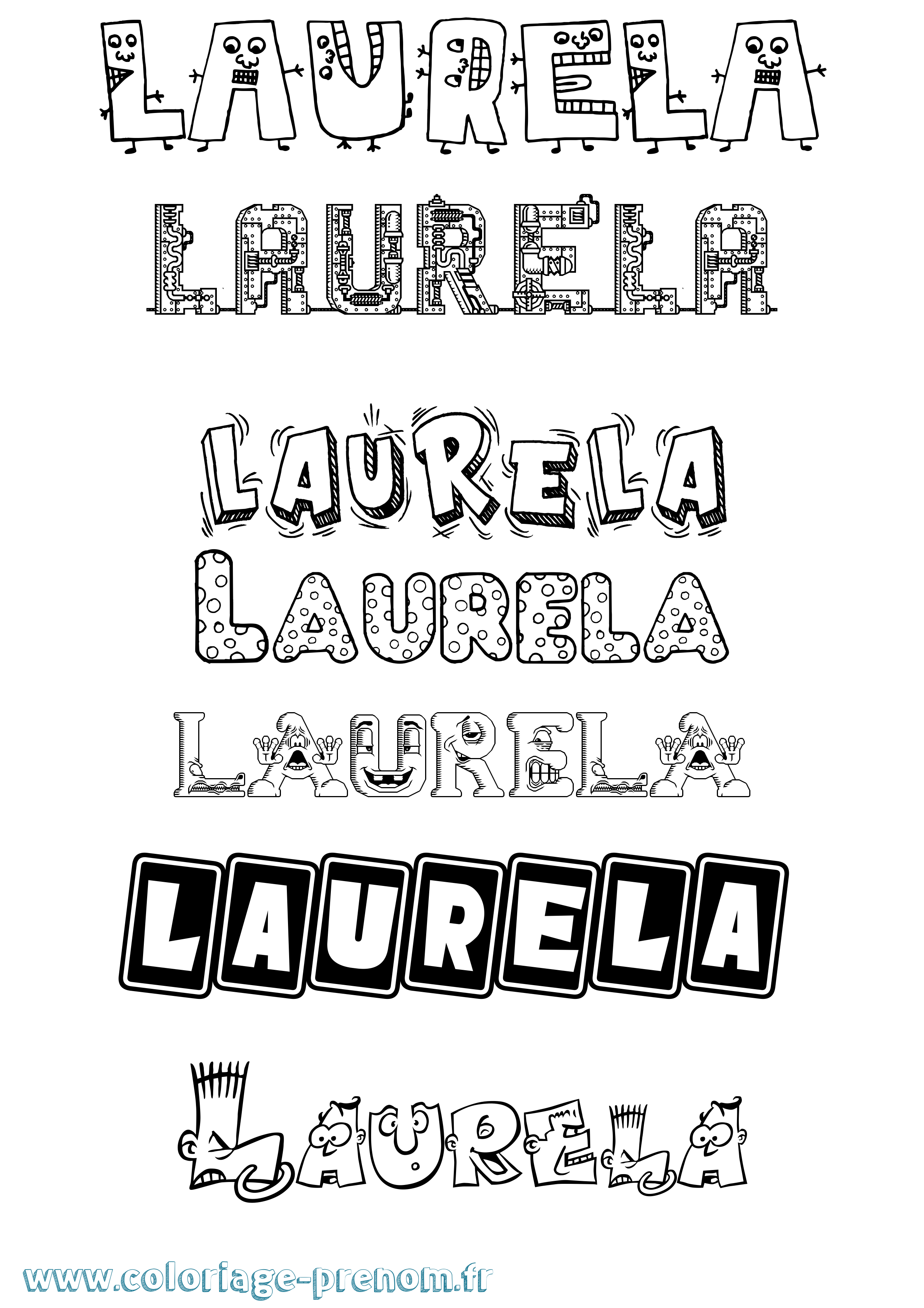 Coloriage prénom Laurela Fun