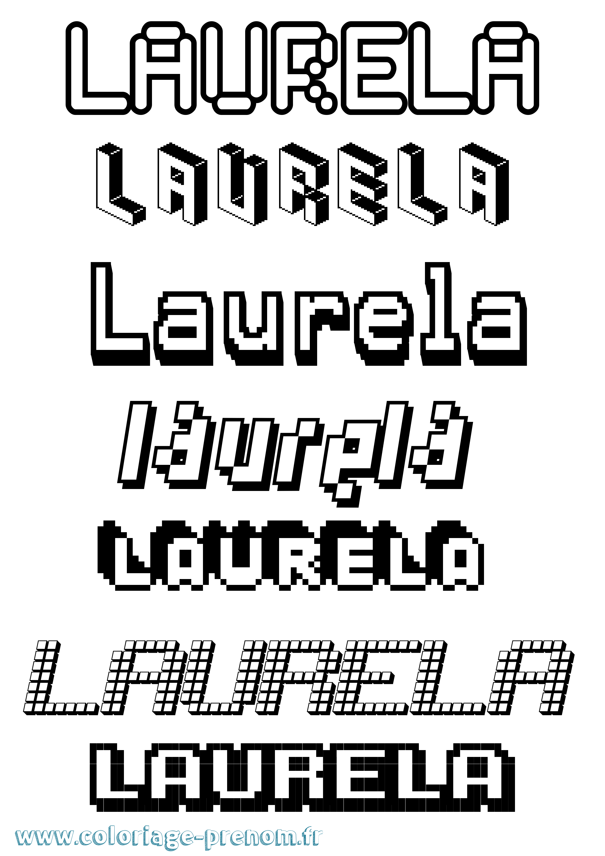 Coloriage prénom Laurela Pixel
