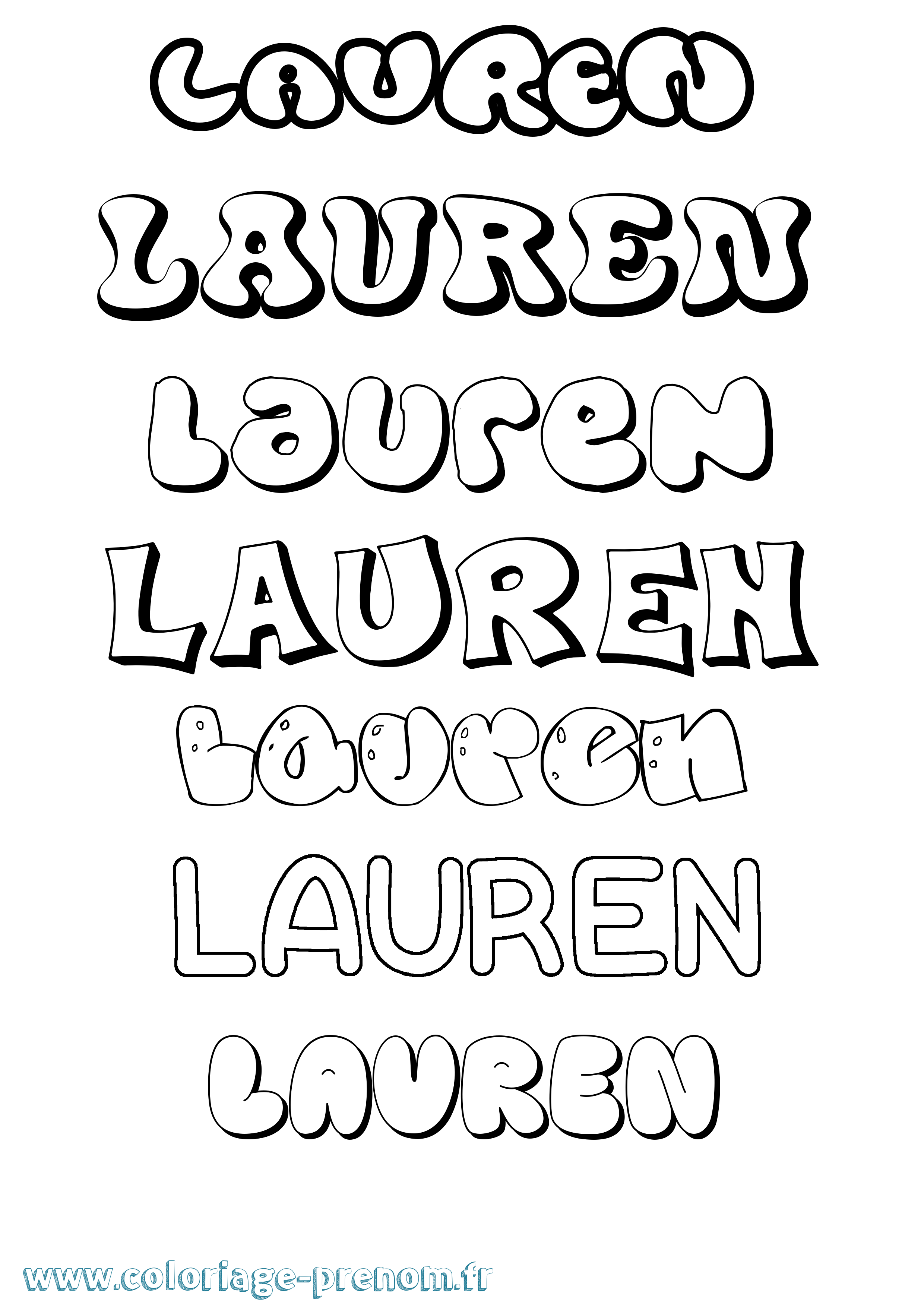 Coloriage Lauren Bubble Coloriage prénom Lauren Bubble