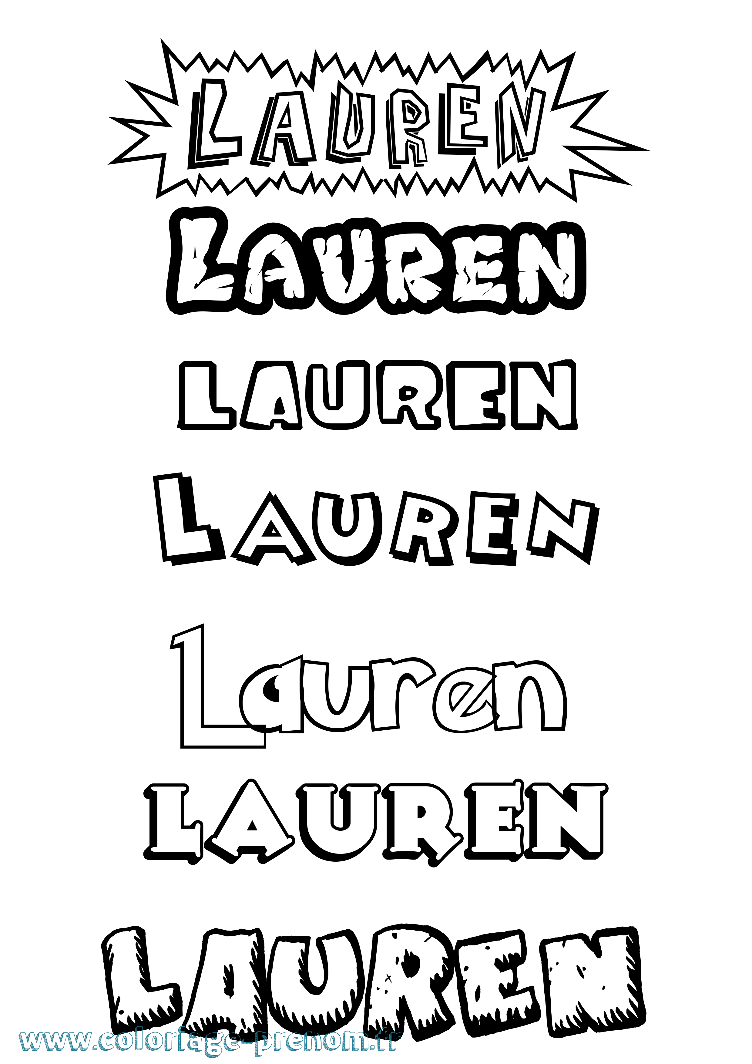 Coloriage Lauren Dessin Animé Coloriage prénom Lauren Dessin Animé