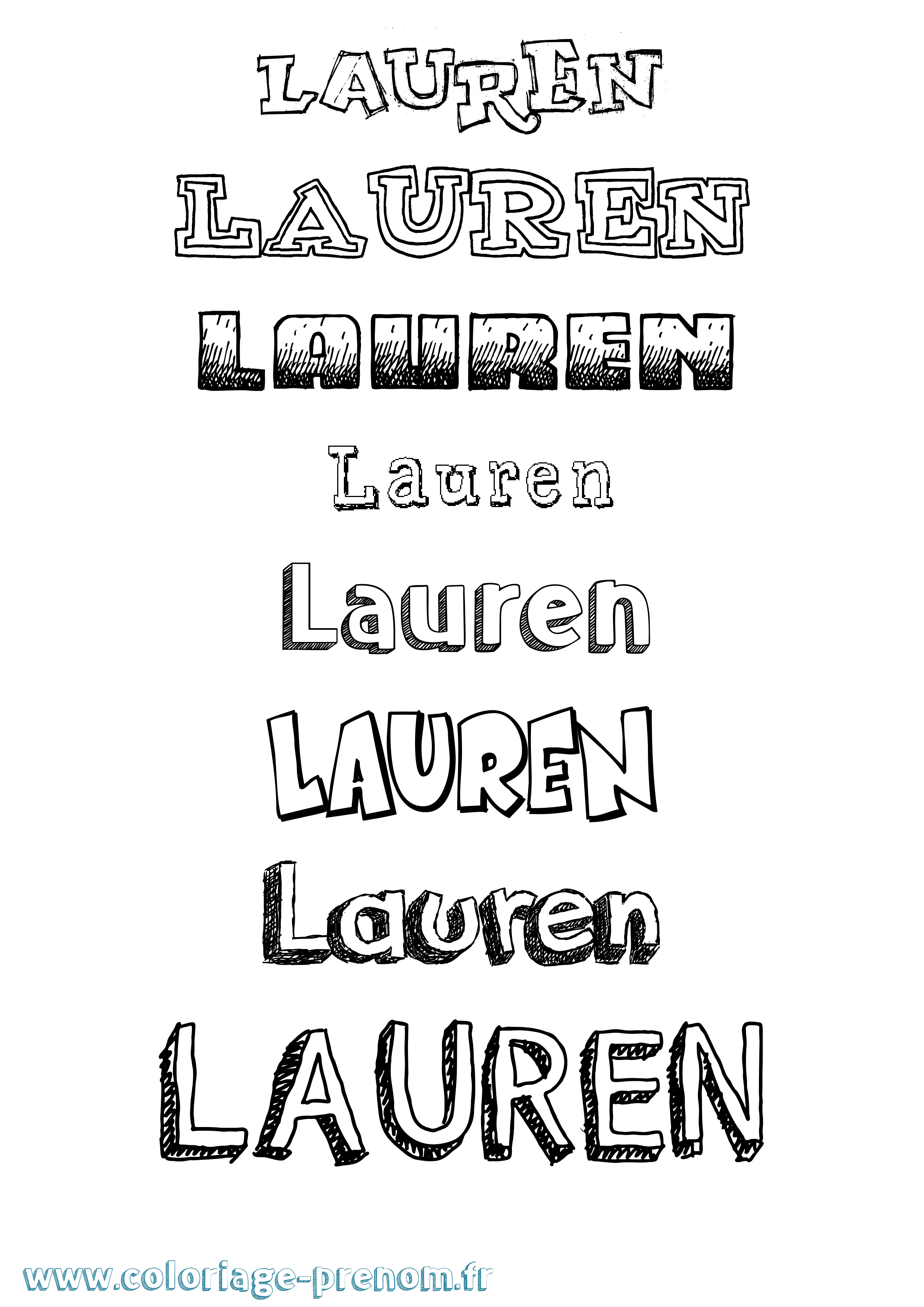 Coloriage prénom Lauren Dessiné