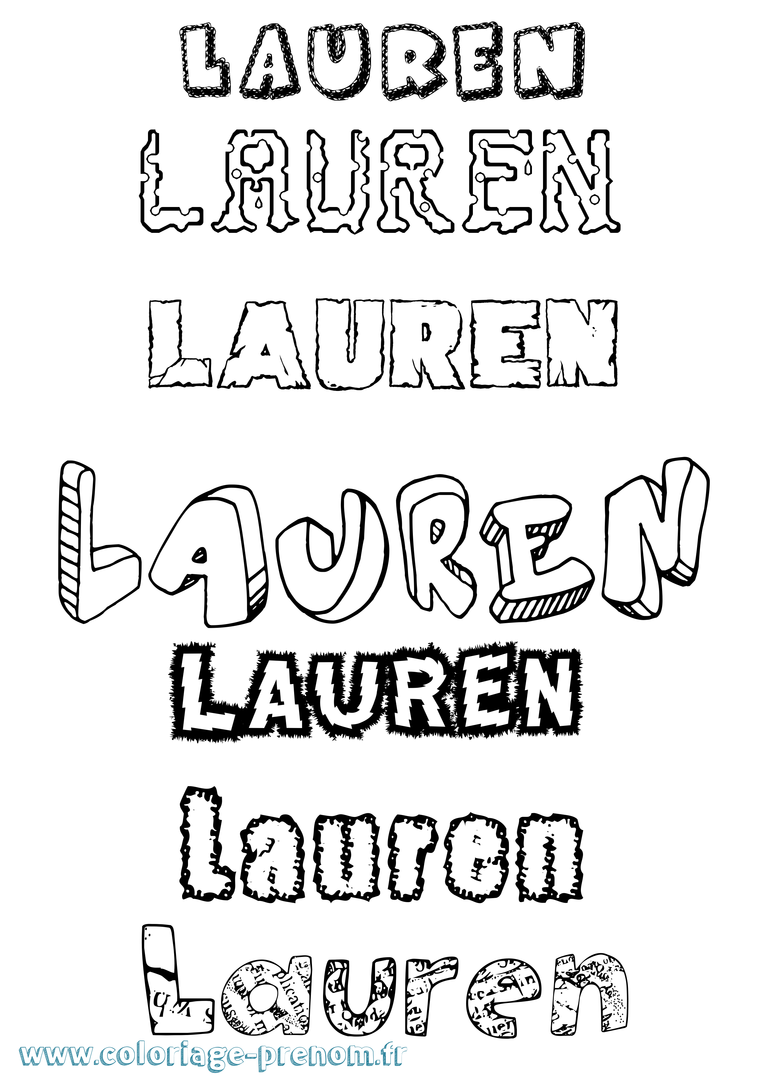 Coloriage Lauren Destructuré Coloriage prénom Lauren Destructuré