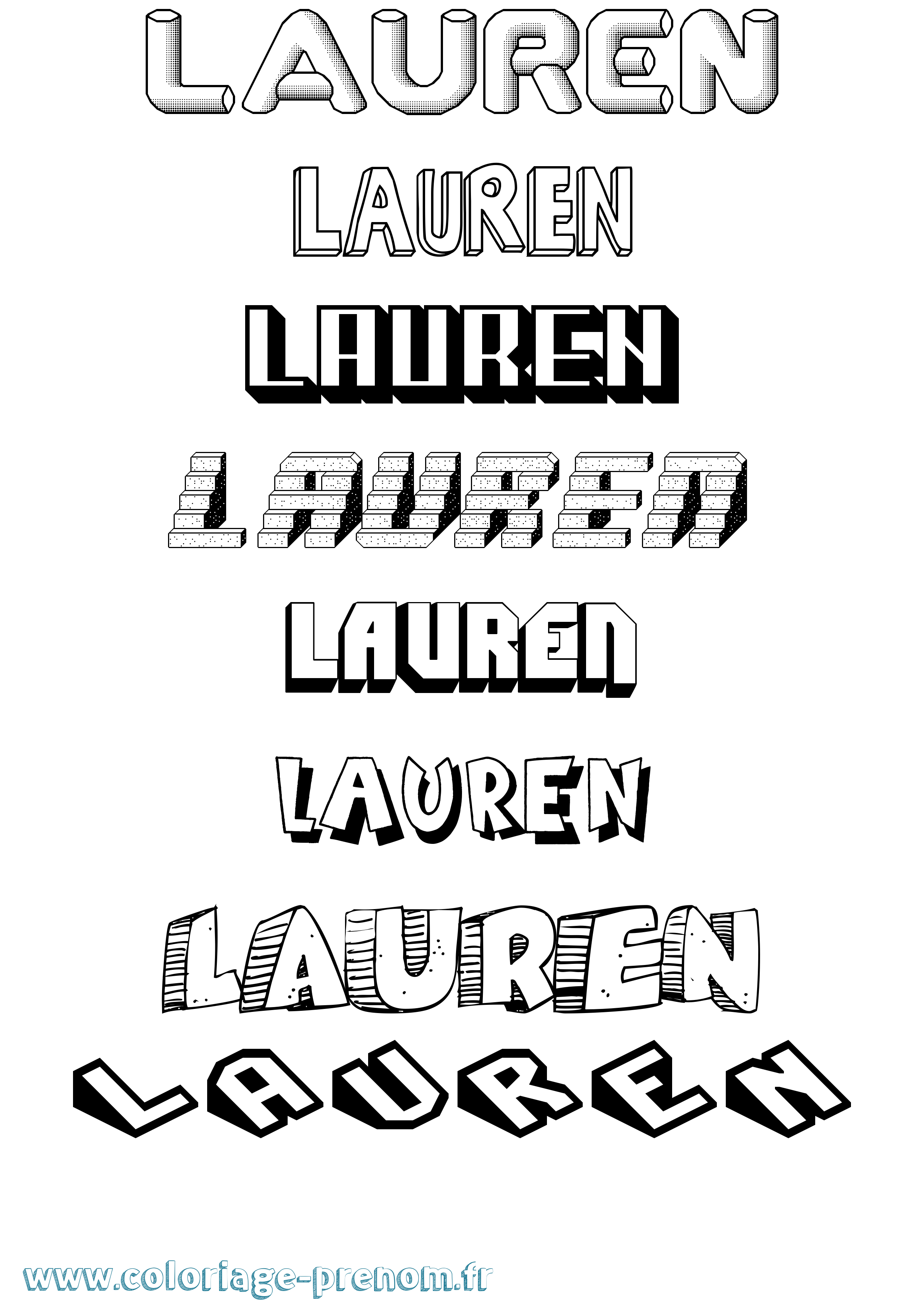Coloriage Lauren Effet 3D Coloriage prénom Lauren Effet 3D