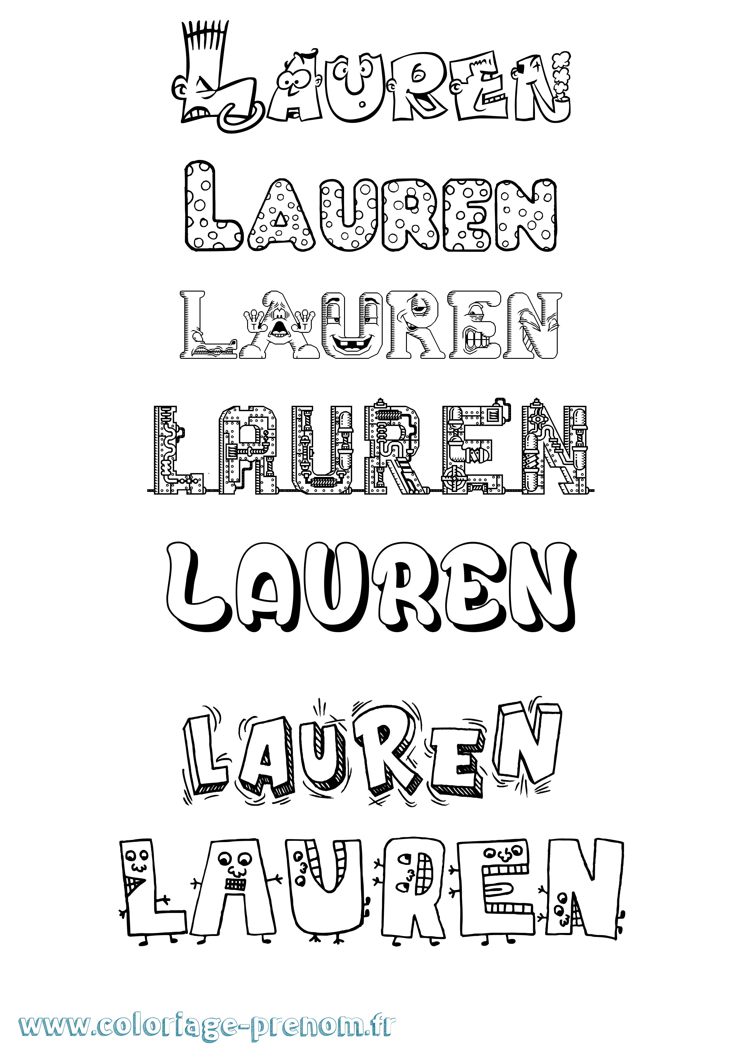 Coloriage Lauren Fun Coloriage prénom Lauren Fun