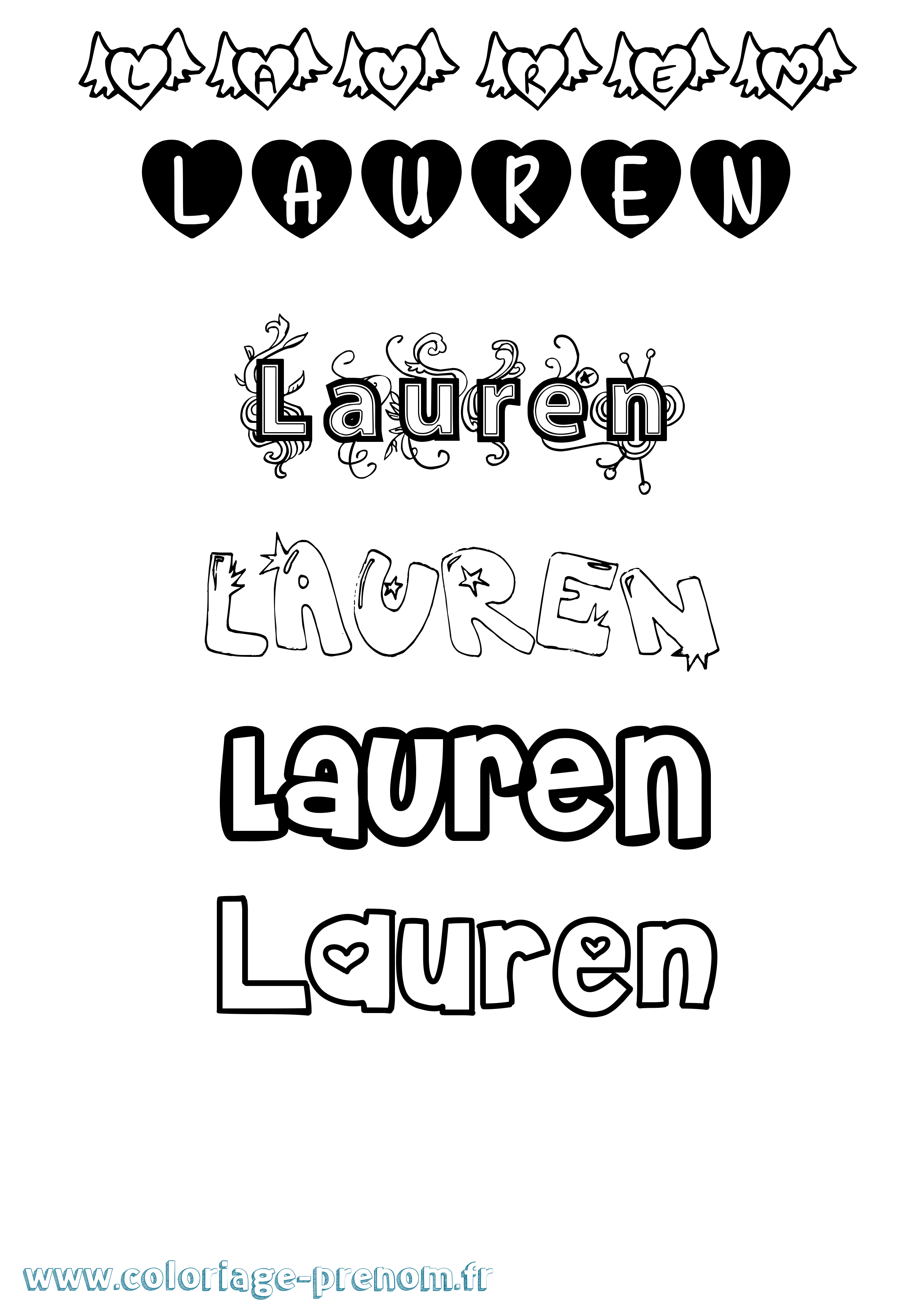Coloriage Lauren Girly Coloriage prénom Lauren Girly