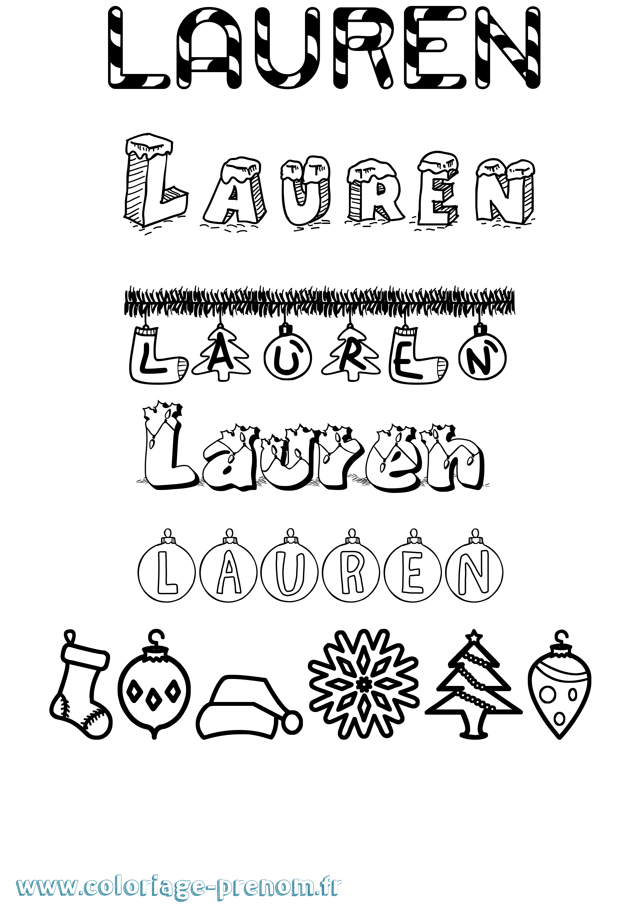 Coloriage Lauren Noël Coloriage prénom Lauren Noël