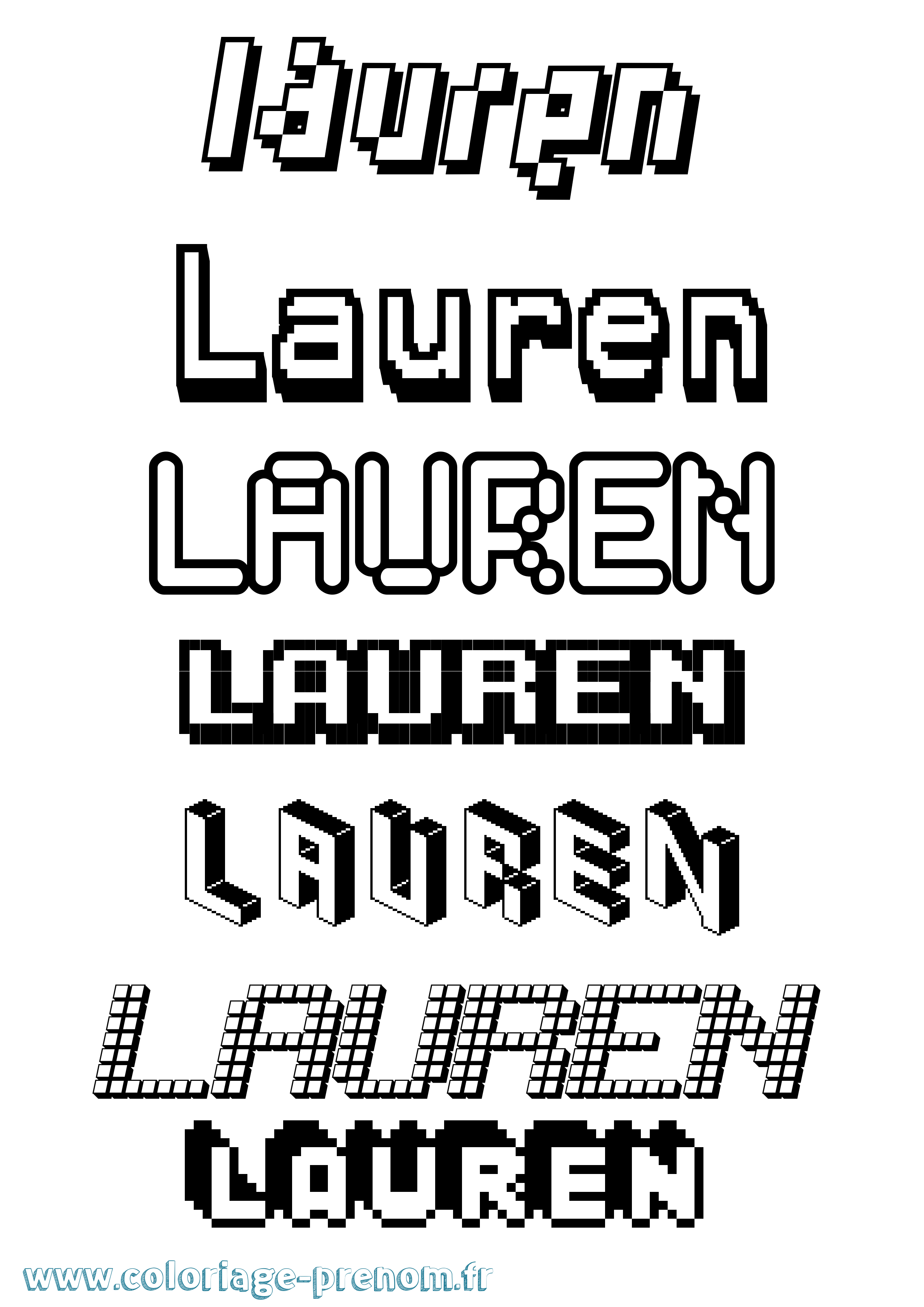 Coloriage prénom Lauren Pixel