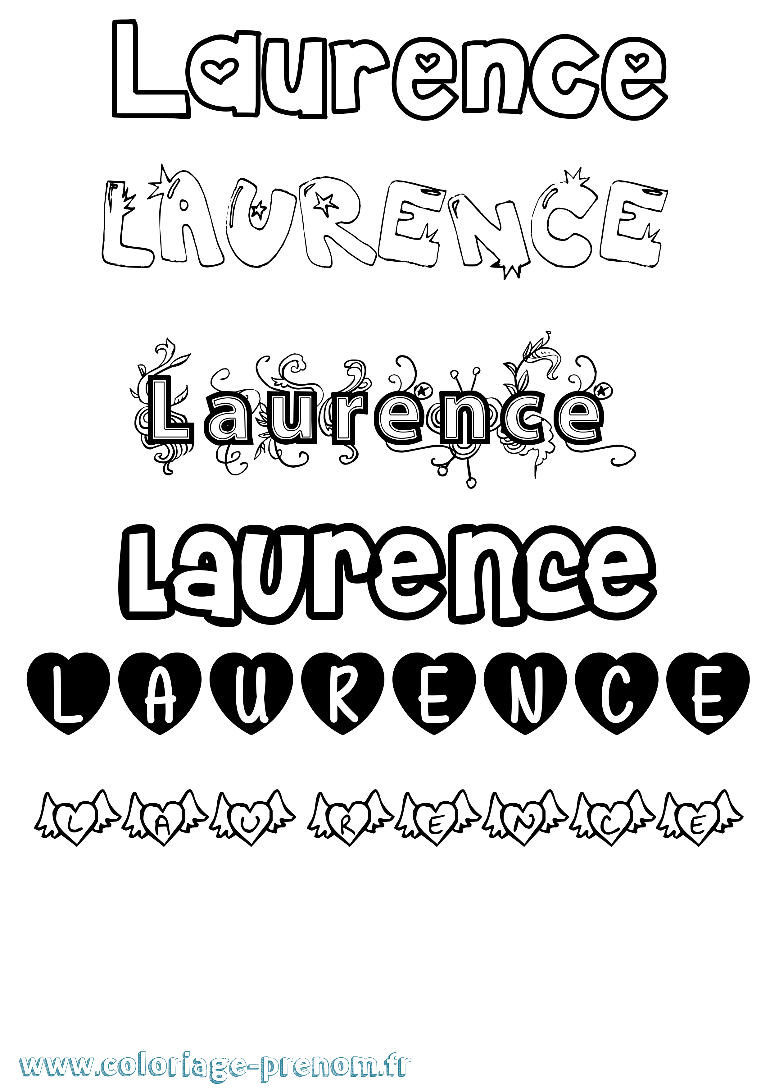 Coloriage prénom Laurence Girly
