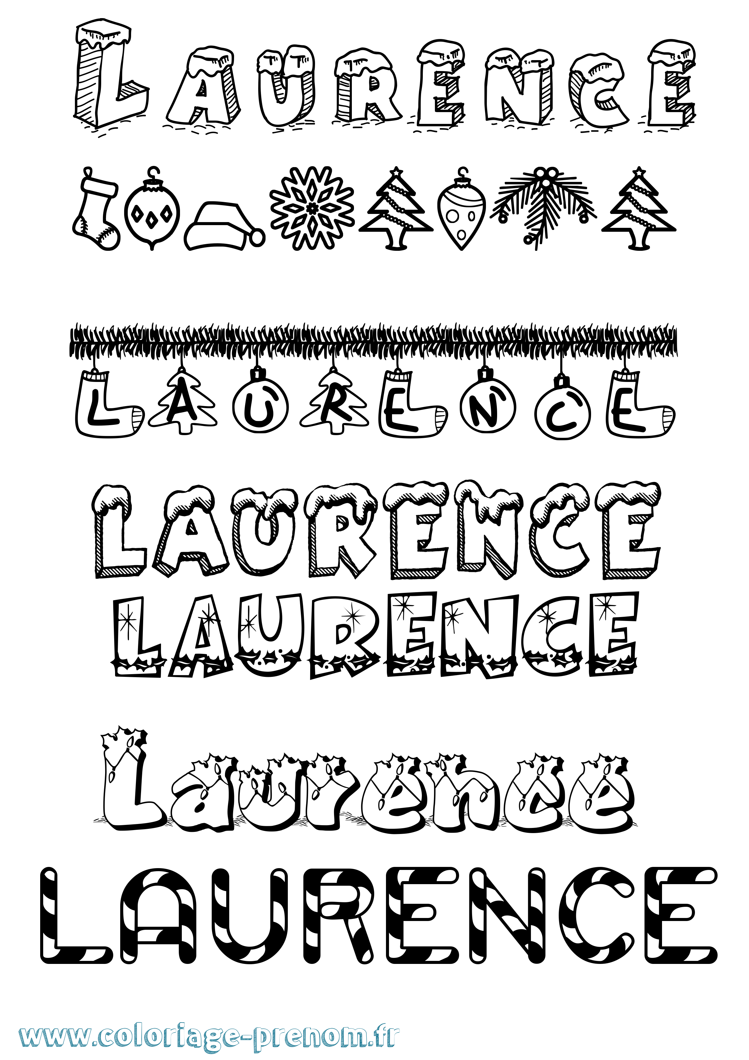 Coloriage prénom Laurence Noël