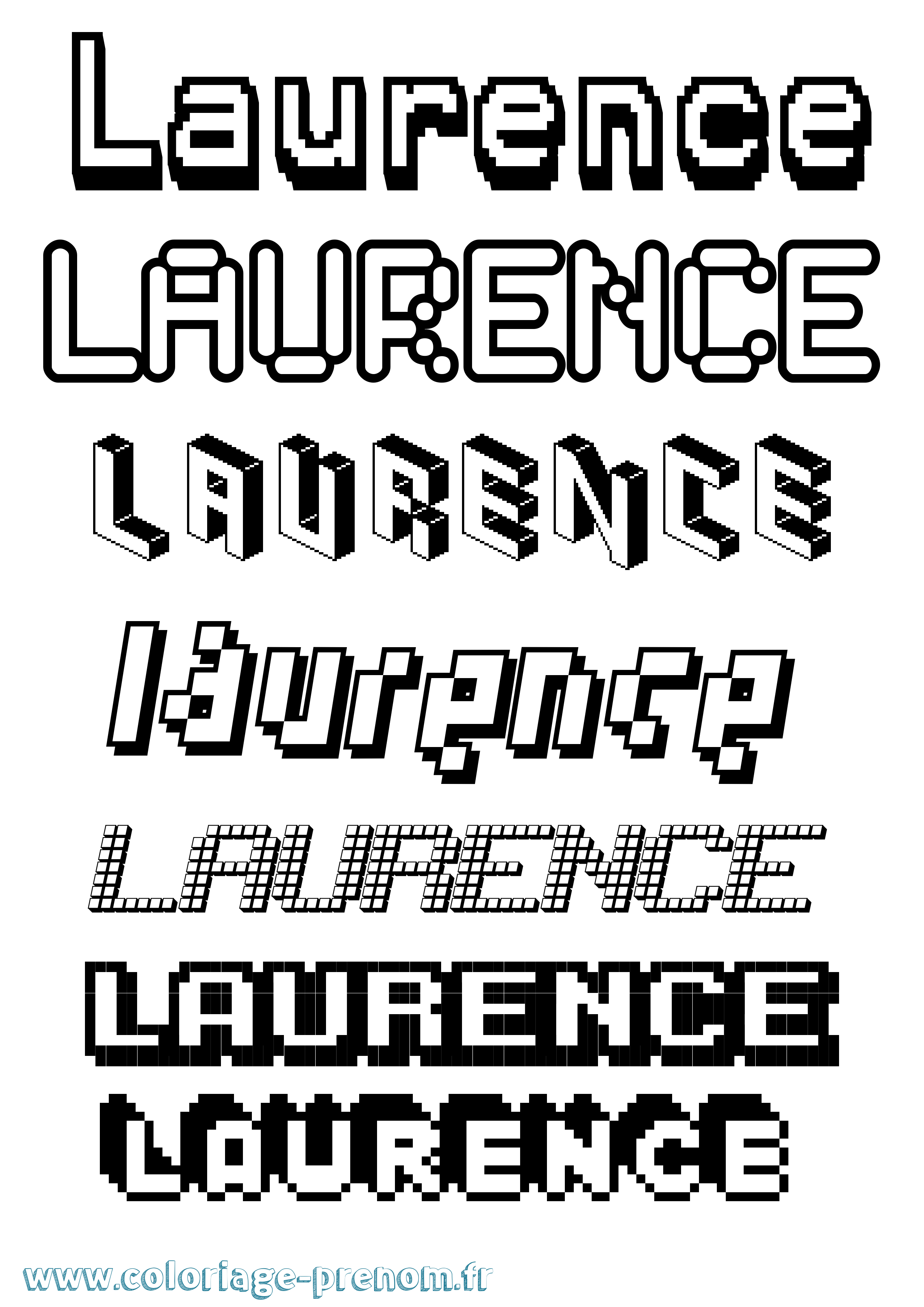 Coloriage prénom Laurence Pixel