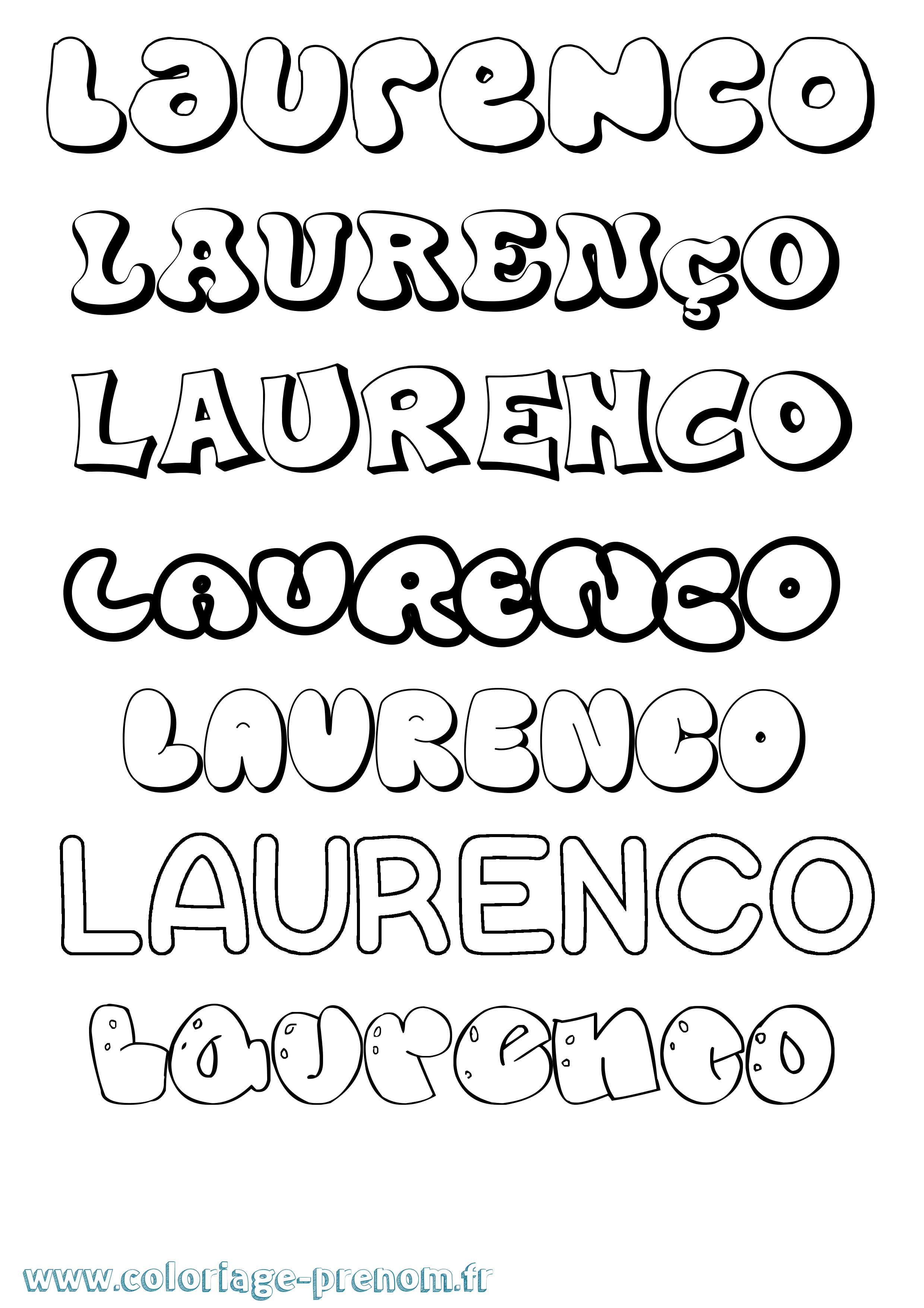 Coloriage prénom Laurenço Bubble