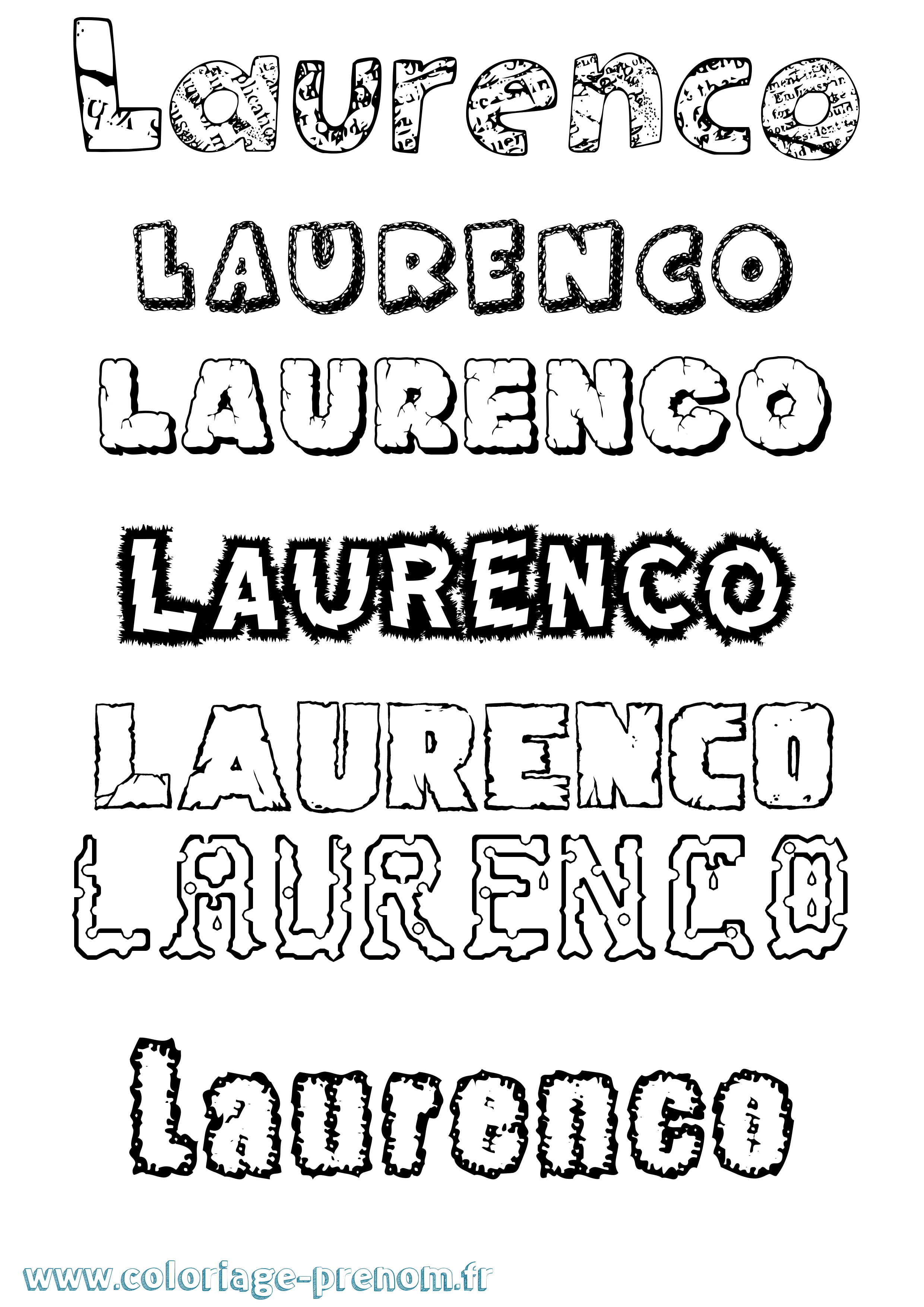 Coloriage prénom Laurenço Destructuré