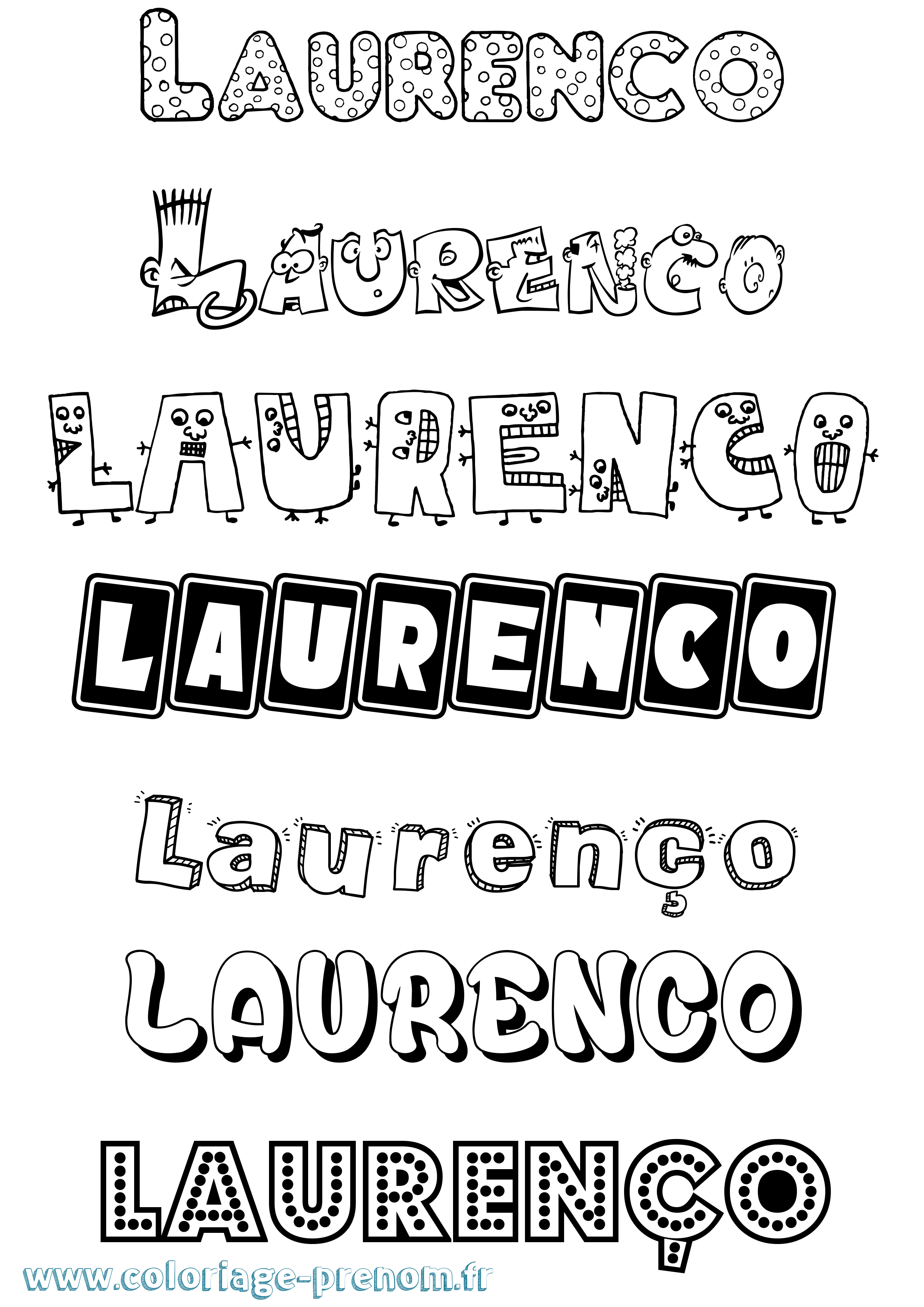 Coloriage prénom Laurenço Fun