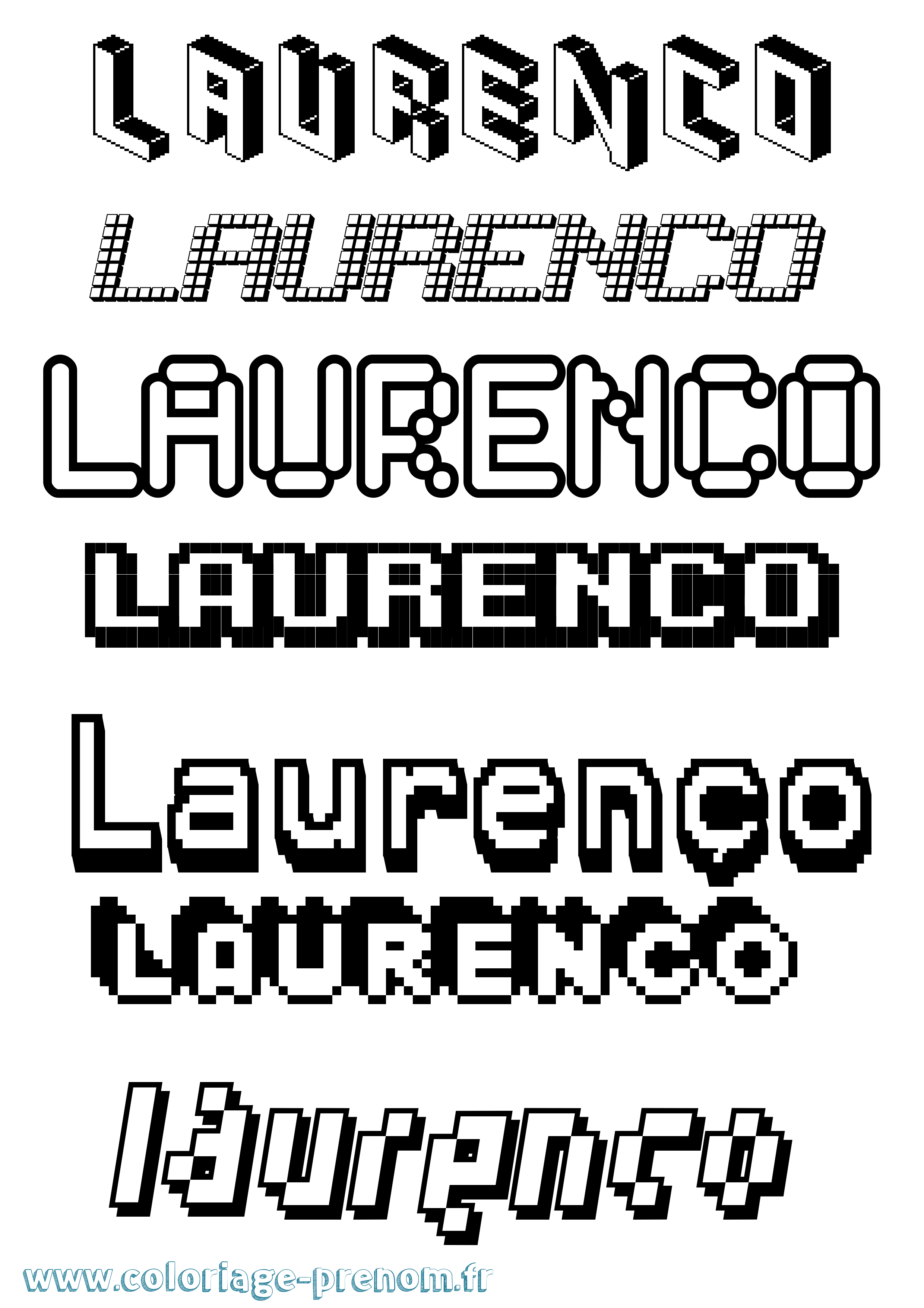 Coloriage prénom Laurenço Pixel