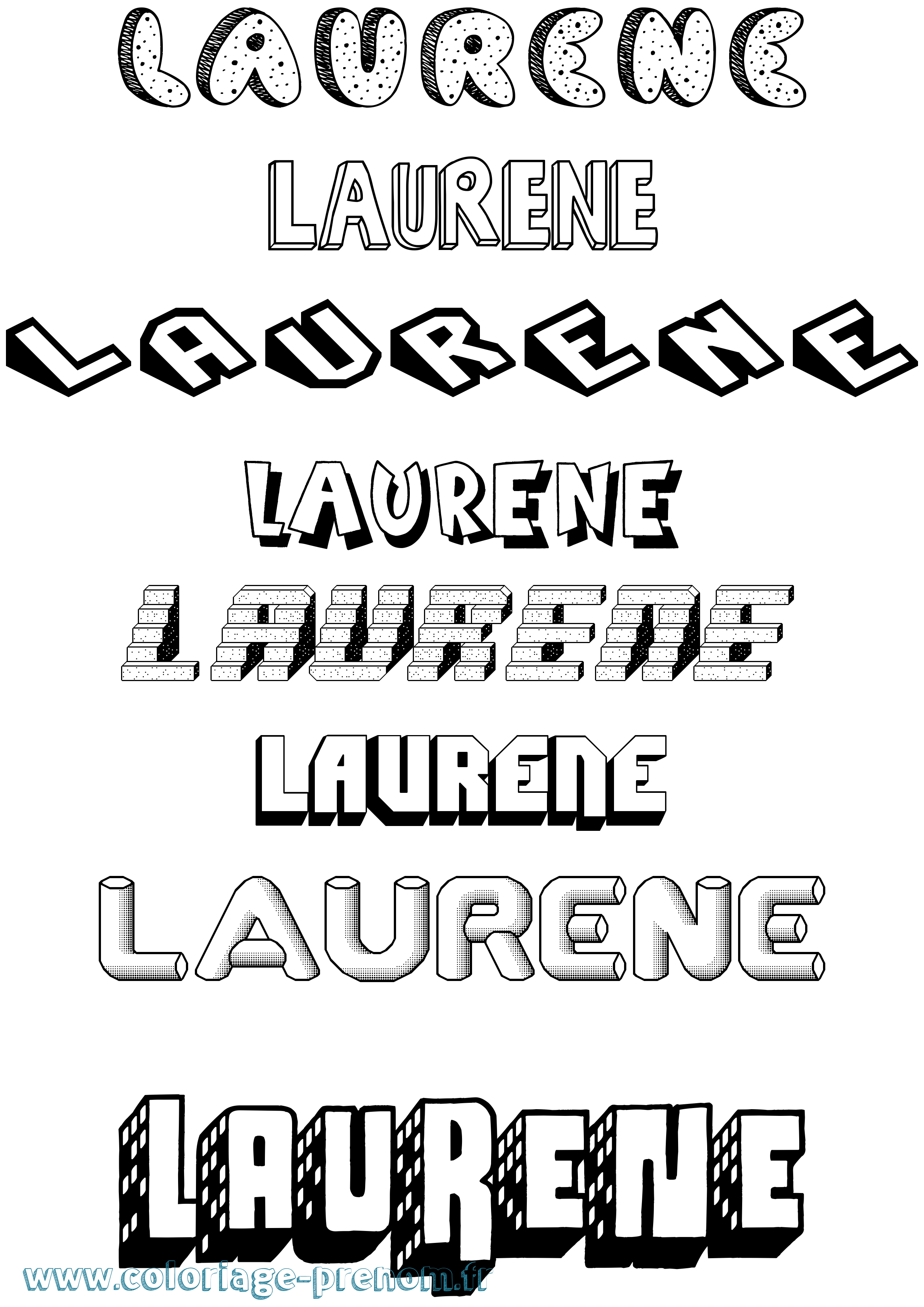 Coloriage prénom Laurene Effet 3D