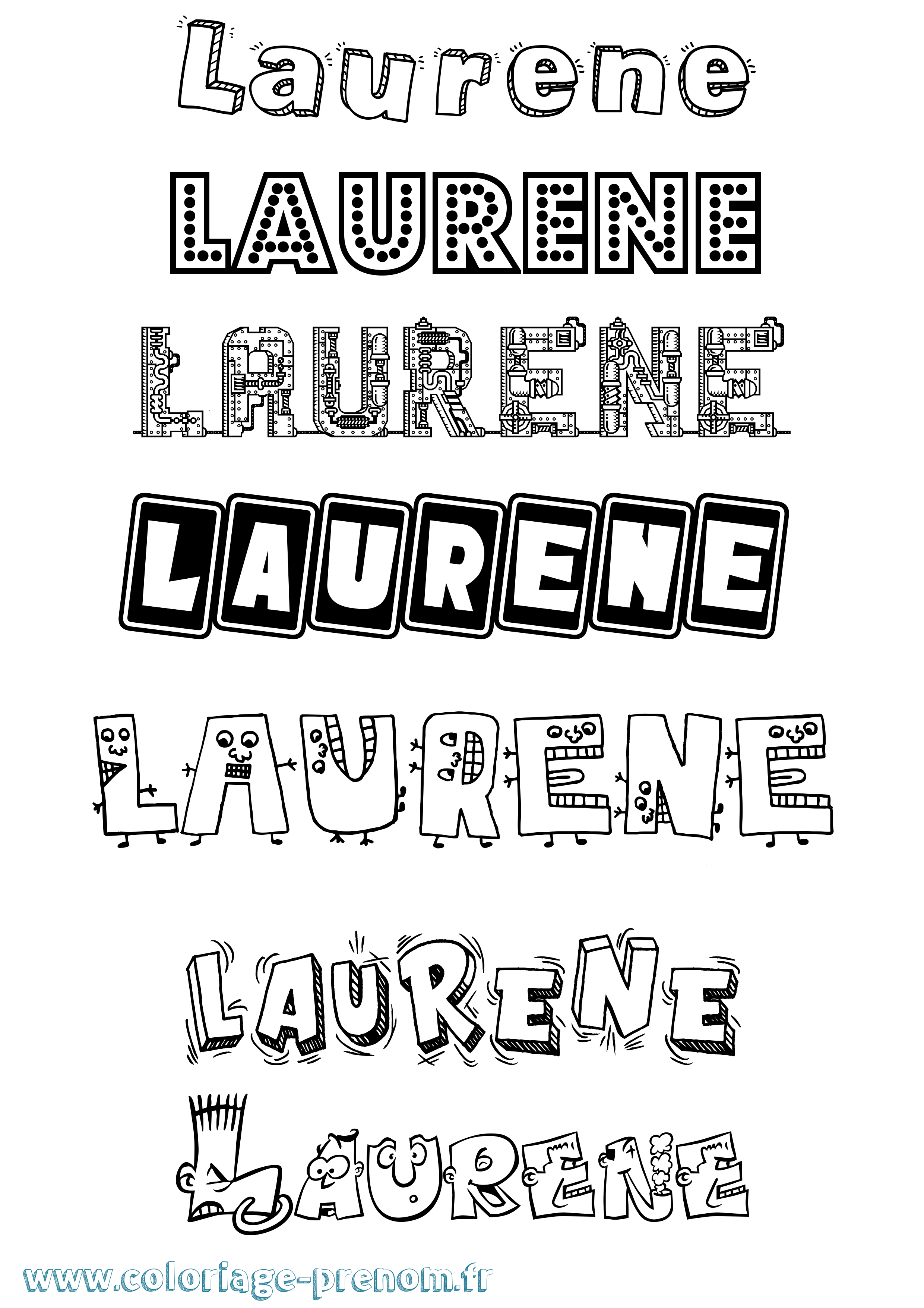 Coloriage prénom Laurene Fun